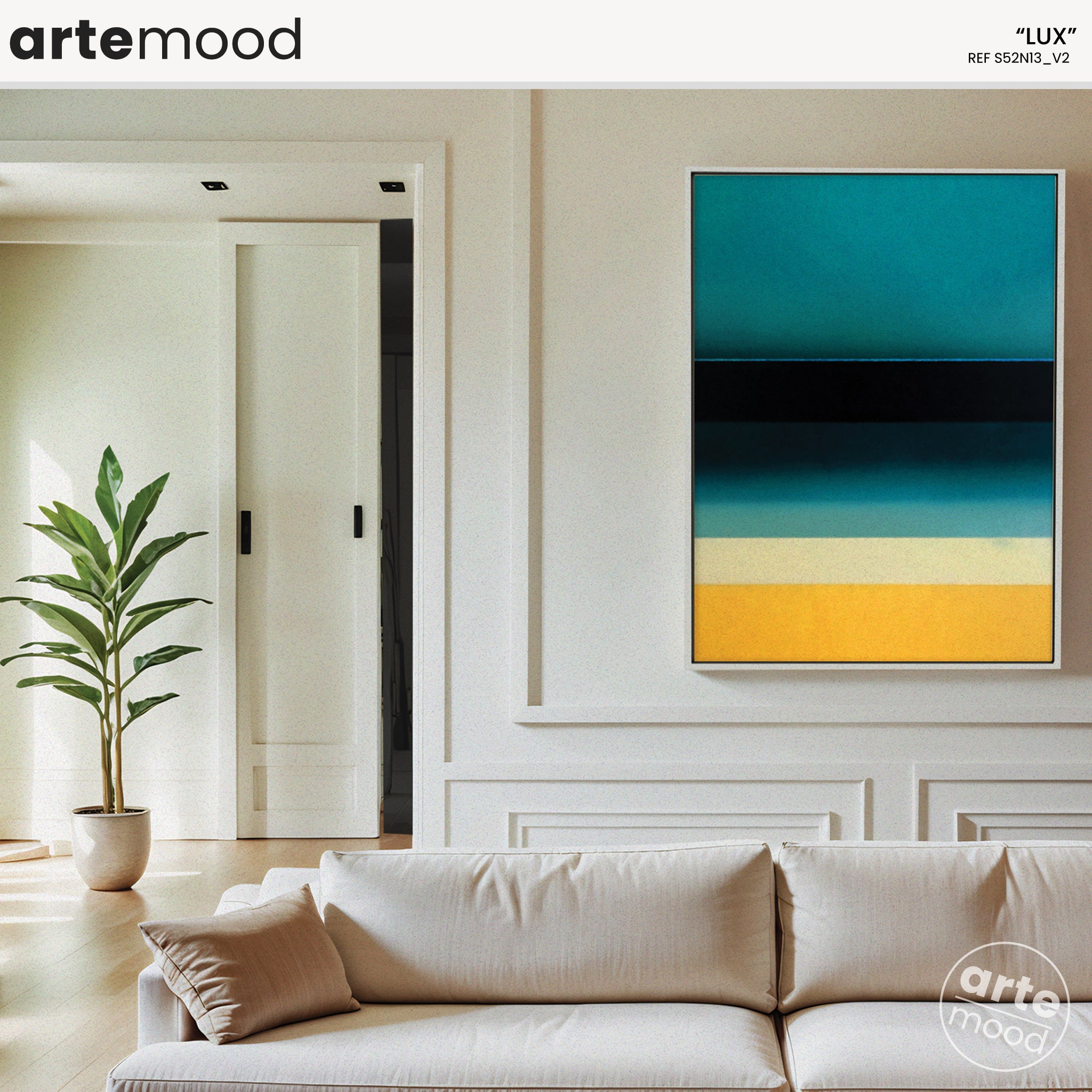 Color Field Artwork Print On Canvas - Minimalist,Gradient, Green to Yellow, Contemporary, Zen Mood, Contrast