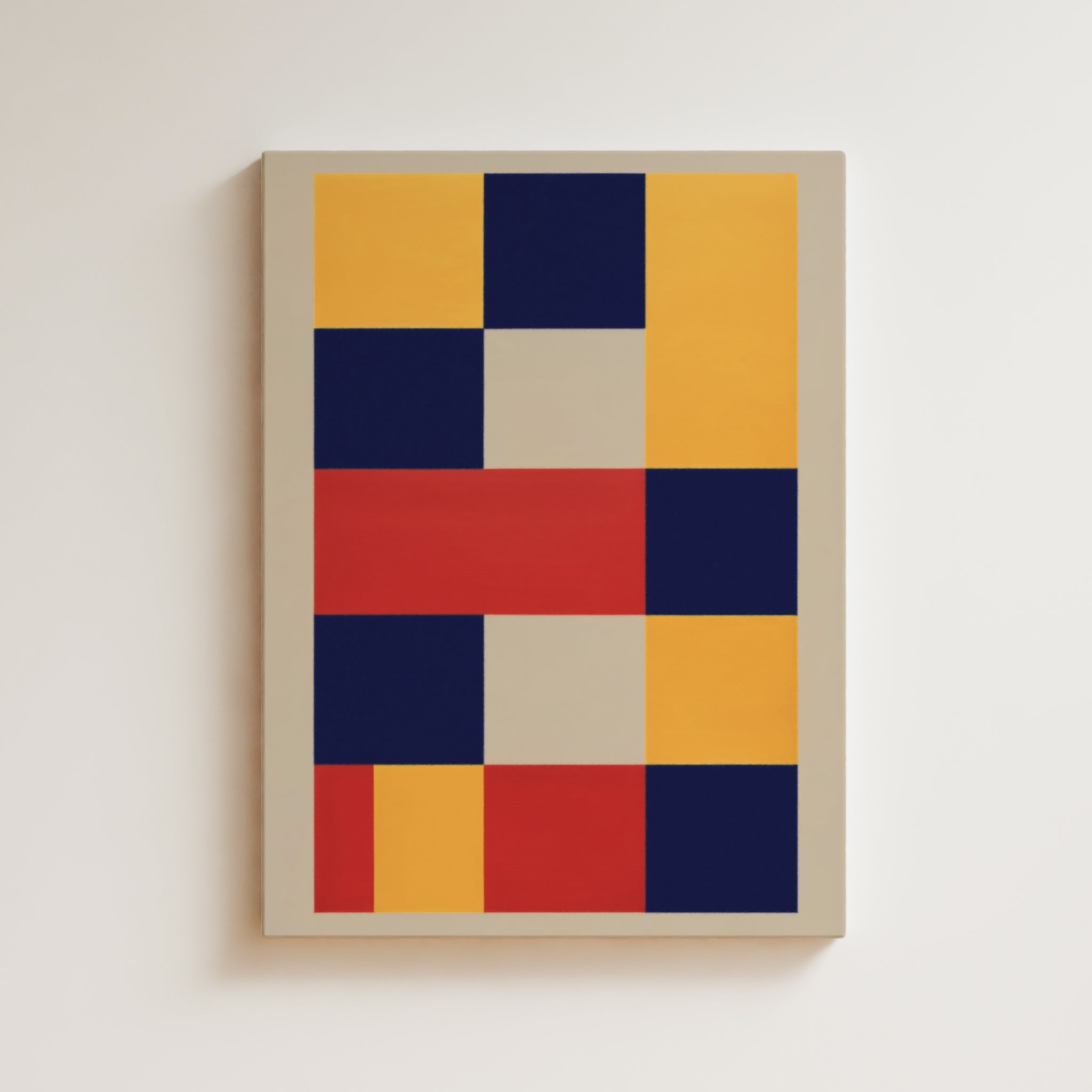 Abstract Artwork Print On Canvas - Minimalist Geometric Modern Art - Color Block Yellow Blue Red