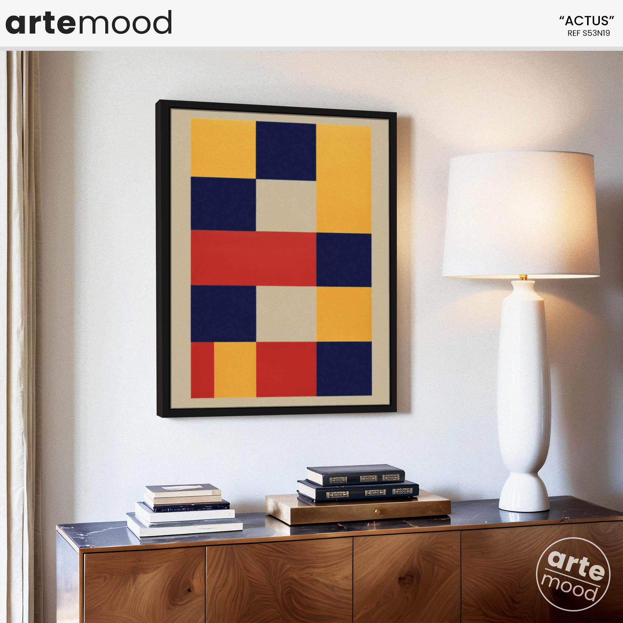 Abstract Artwork Print On Canvas - Minimalist Geometric Modern Art - Color Block Yellow Blue Red