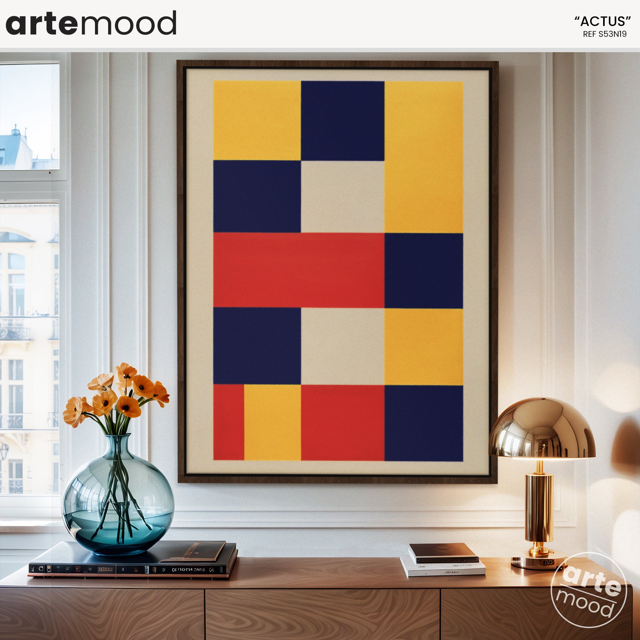 Abstract Artwork Print On Canvas - Minimalist Geometric Modern Art - Color Block Yellow Blue Red