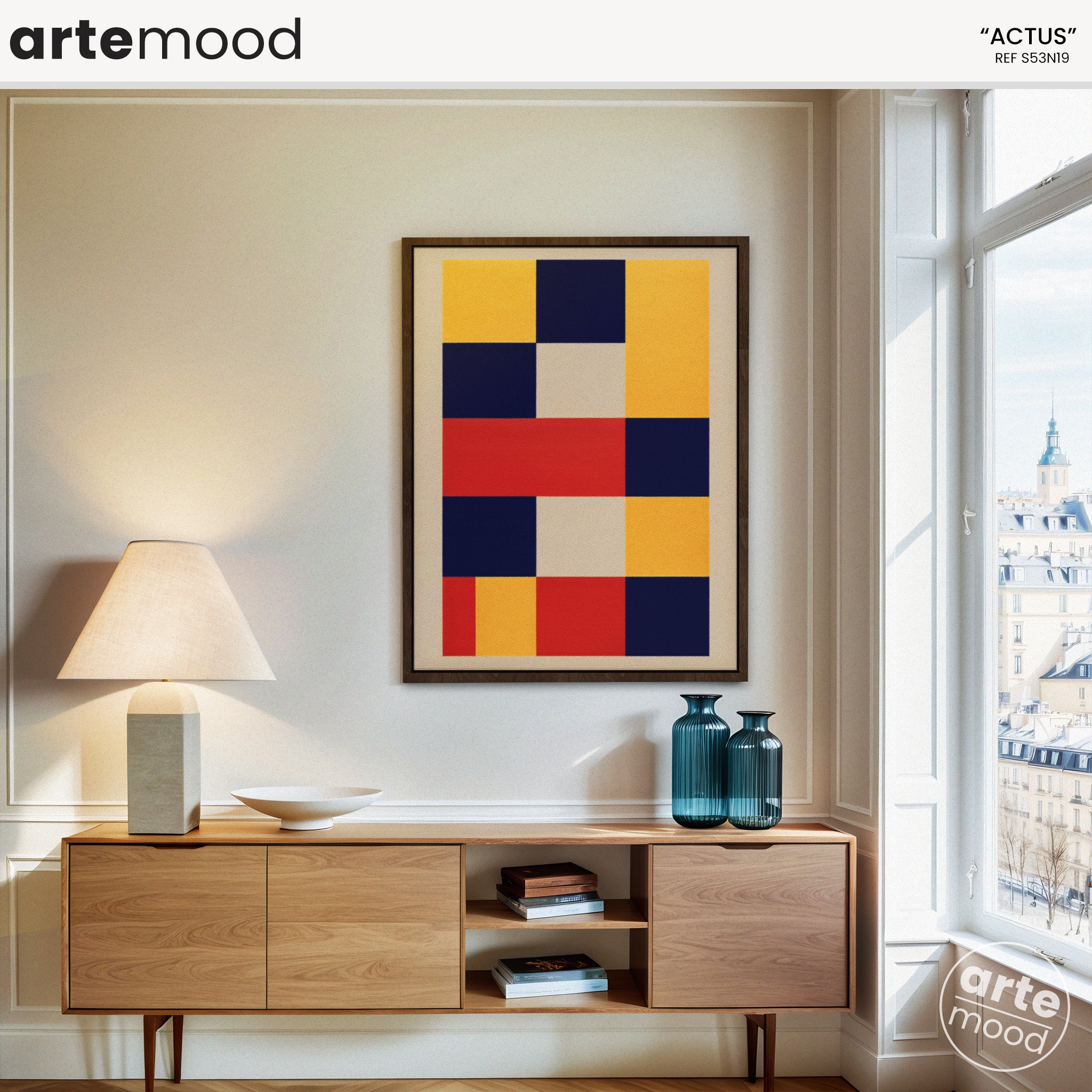 Abstract Artwork Print On Canvas - Minimalist Geometric Modern Art - Color Block Yellow Blue Red