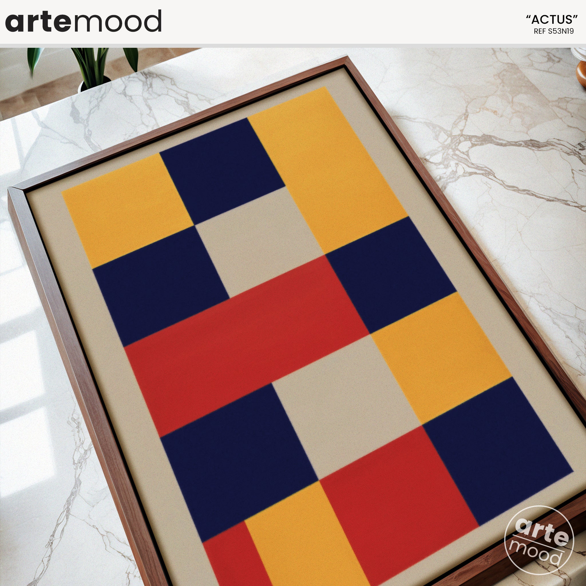 Abstract Artwork Print On Canvas - Minimalist Geometric Modern Art - Color Block Yellow Blue Red