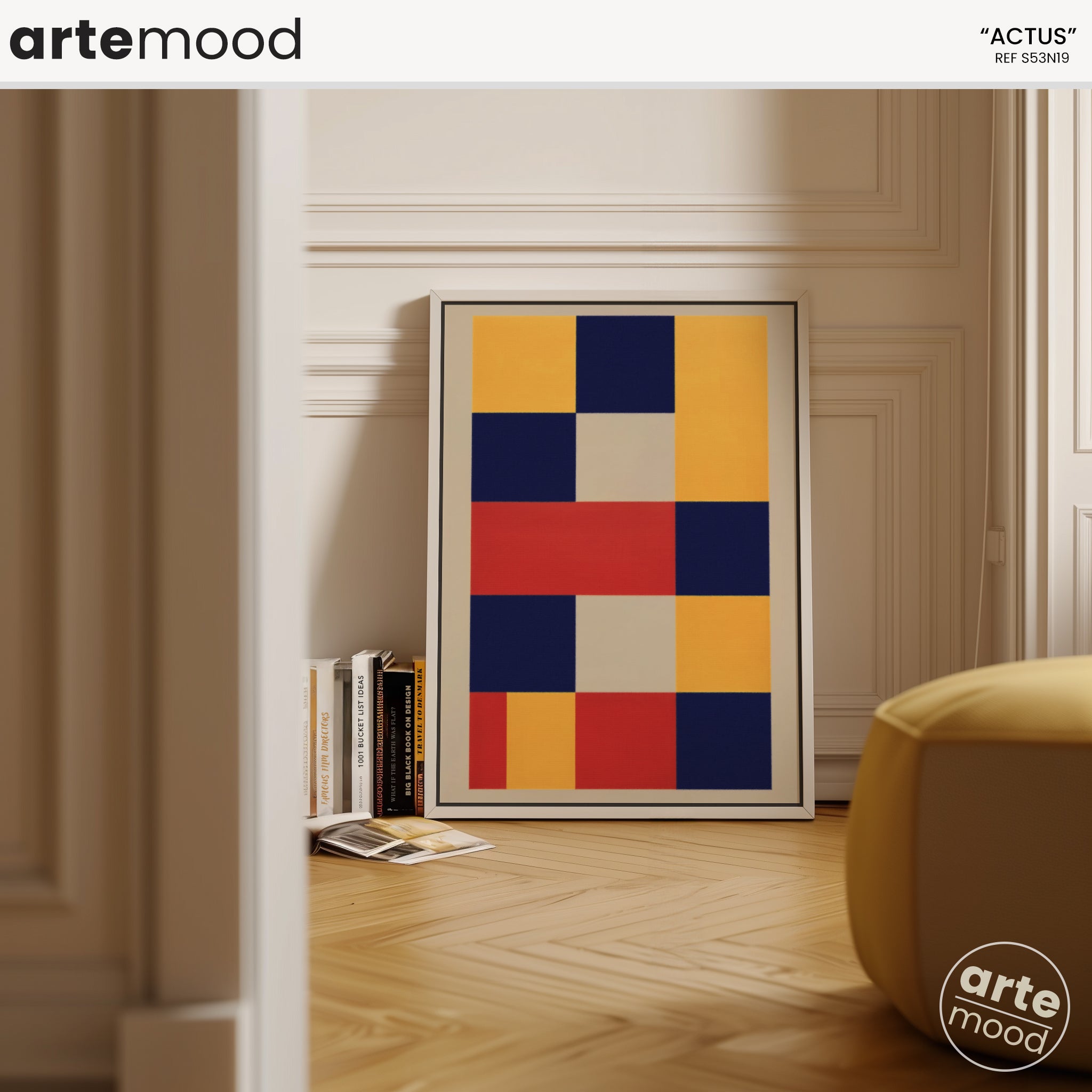 Abstract Artwork Print On Canvas - Minimalist Geometric Modern Art - Color Block Yellow Blue Red