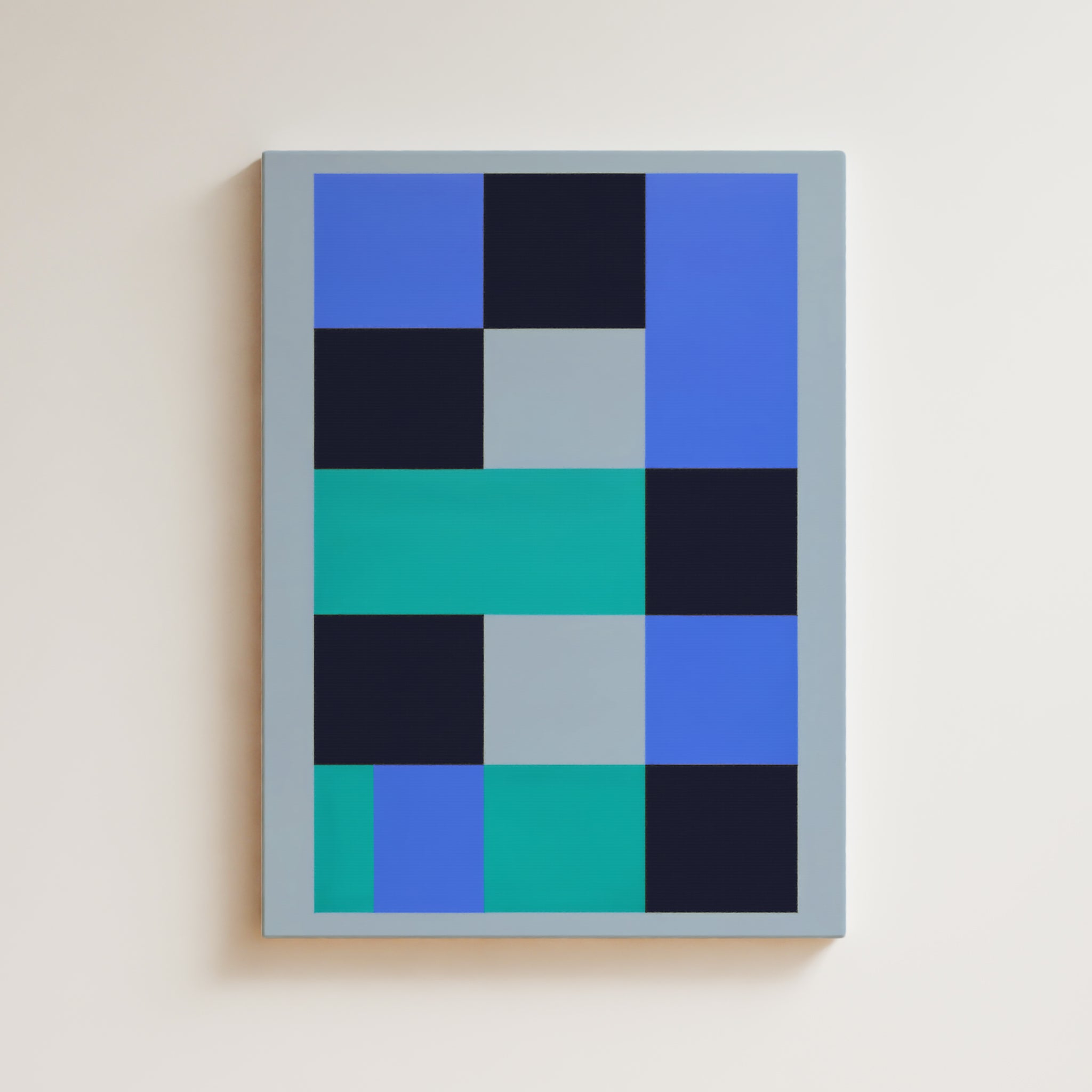 Abstract Artwork Print On Canvas - Minimalist Geometric Modern Art - Blue, Green, Grey