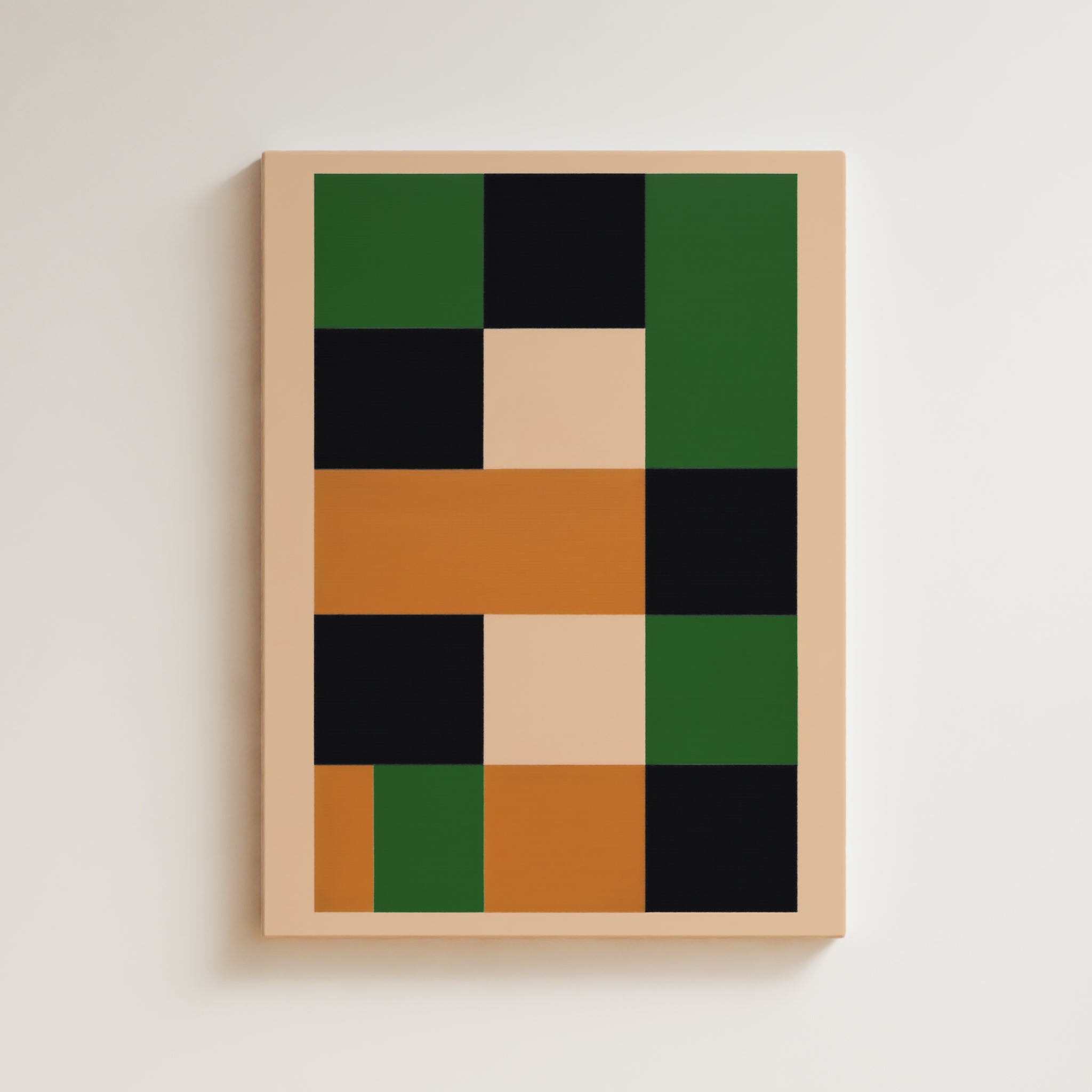 Abstract Artwork Print On Canvas - Minimalist Geometric Modern Art - Orange, Green, Black, Contemporary Wall Art