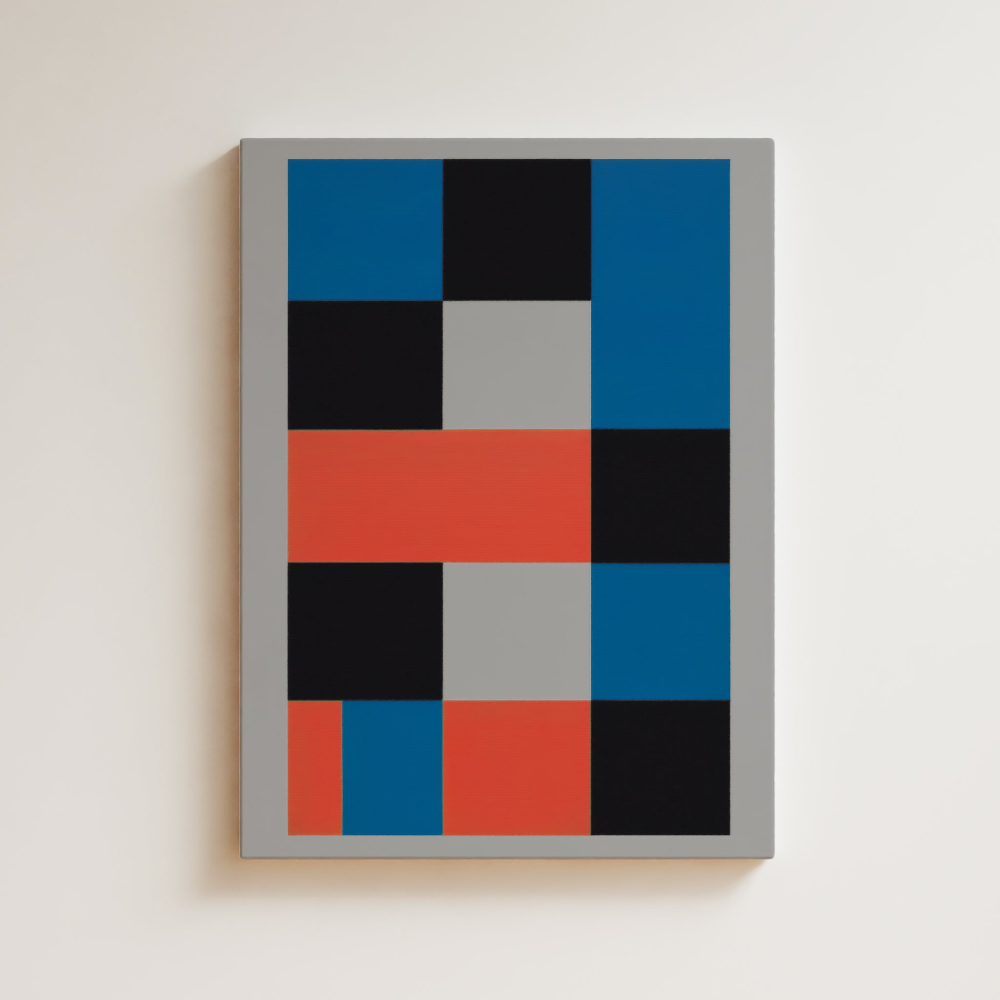 Geometric Artwork Print On Canvas - Minimalist Geometric Modern Art - Orange, Blue, Black, Grey