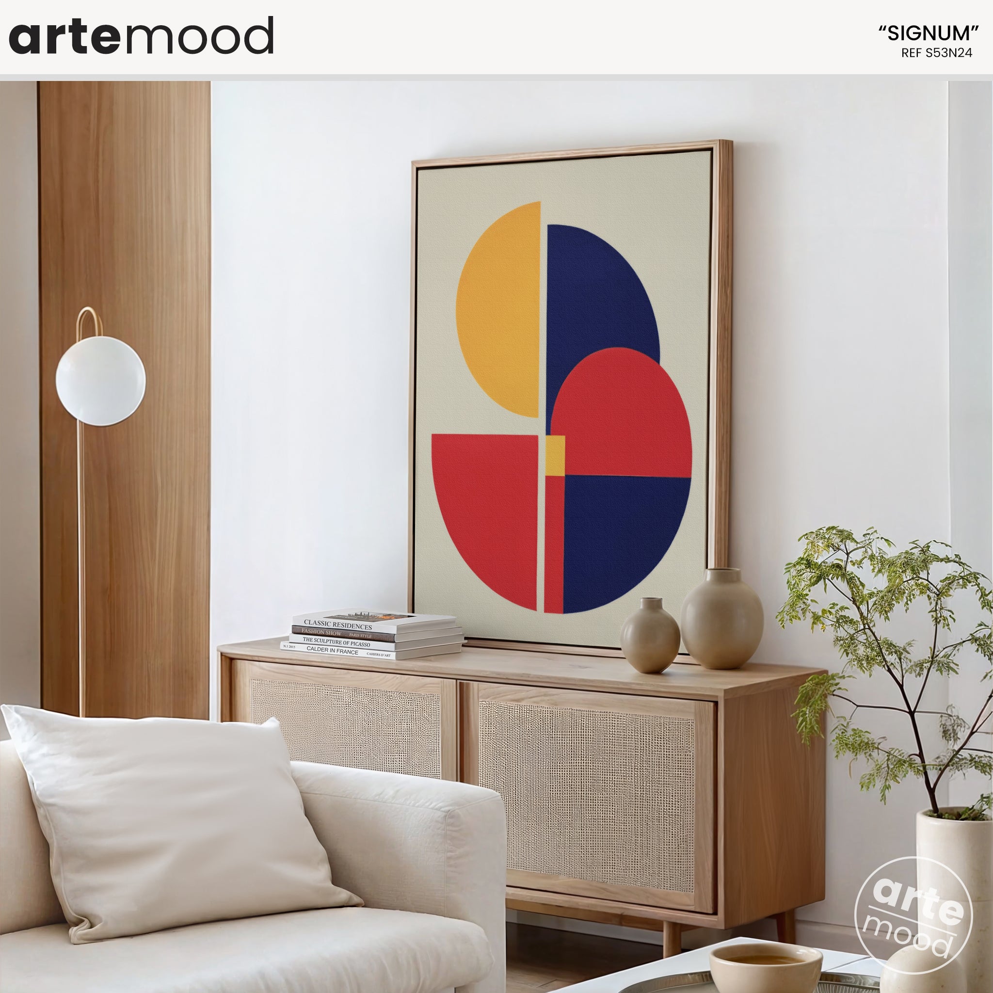 Abstract Artwork Print - Modern Art Canvas - Geometric Red Blue Yellow Zen Composition