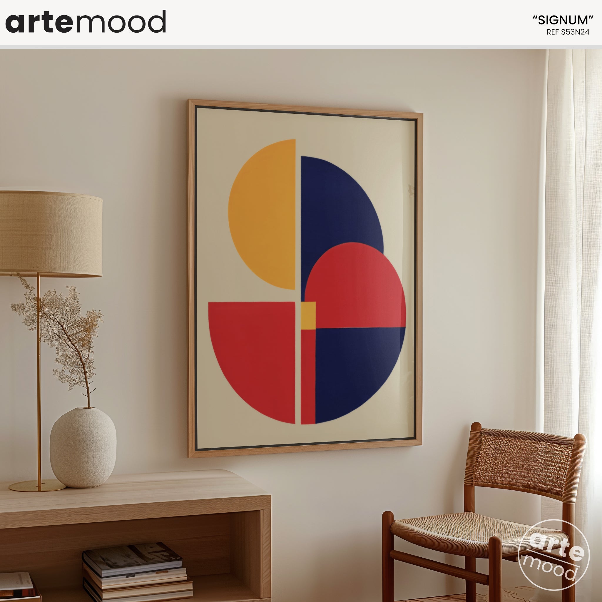 Abstract Artwork Print - Modern Art Canvas - Geometric Red Blue Yellow Zen Composition