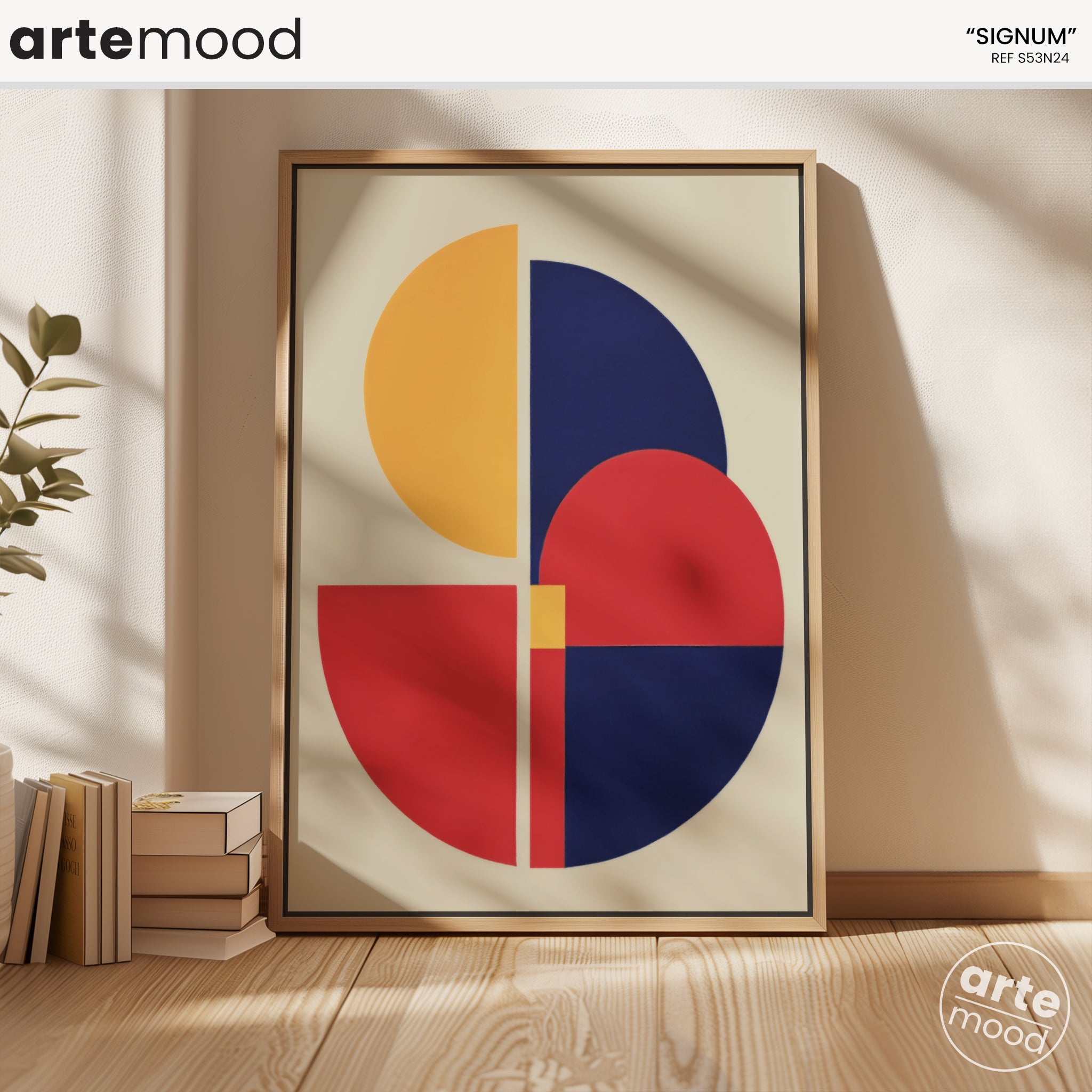 Abstract Artwork Print - Modern Art Canvas - Geometric Red Blue Yellow Zen Composition