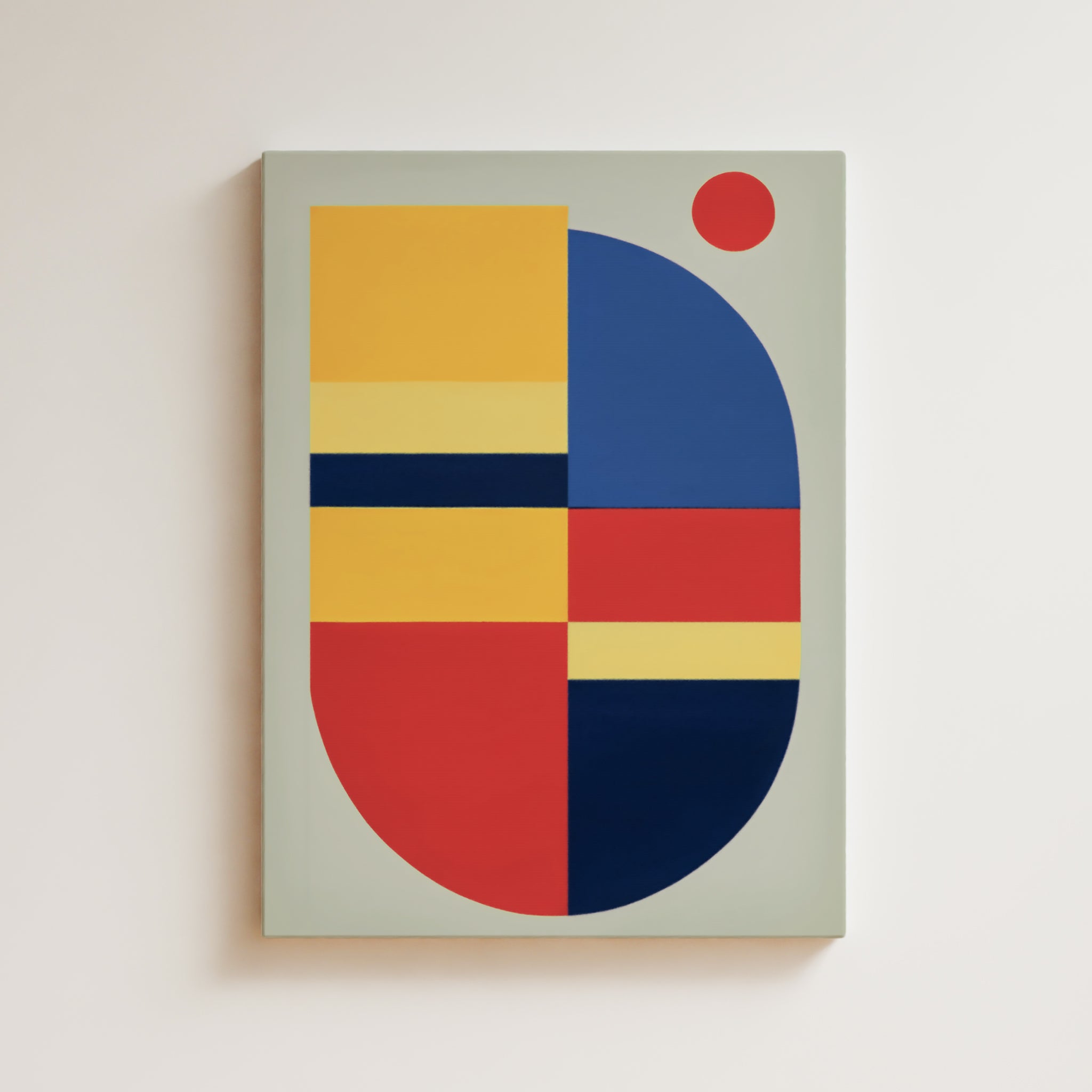 Abstract Artwork Print - Modern Art Canvas - Minimal Bauhaus Style Wall Art Red Blue Yellow