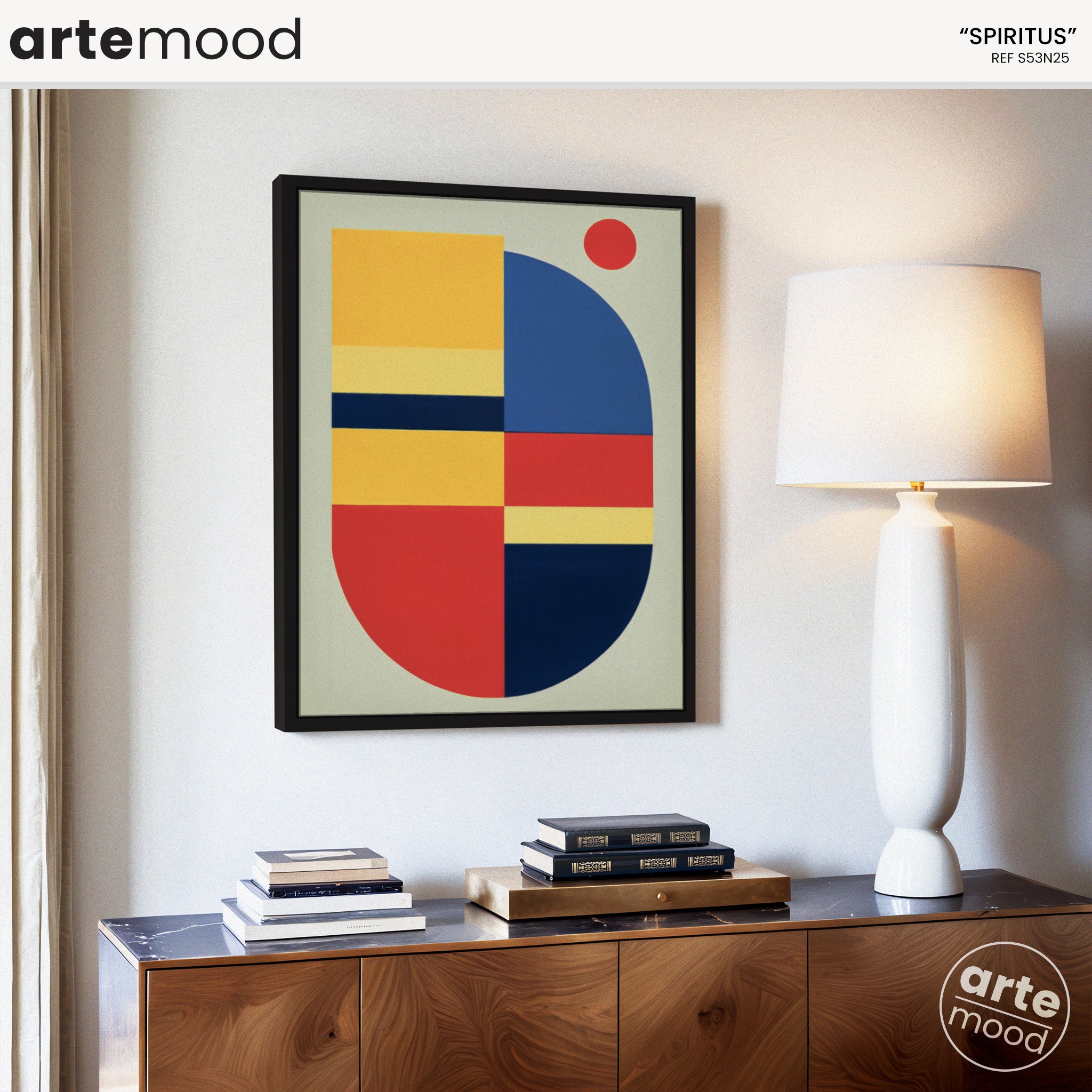 Abstract Artwork Print - Modern Art Canvas - Minimal Bauhaus Style Wall Art Red Blue Yellow