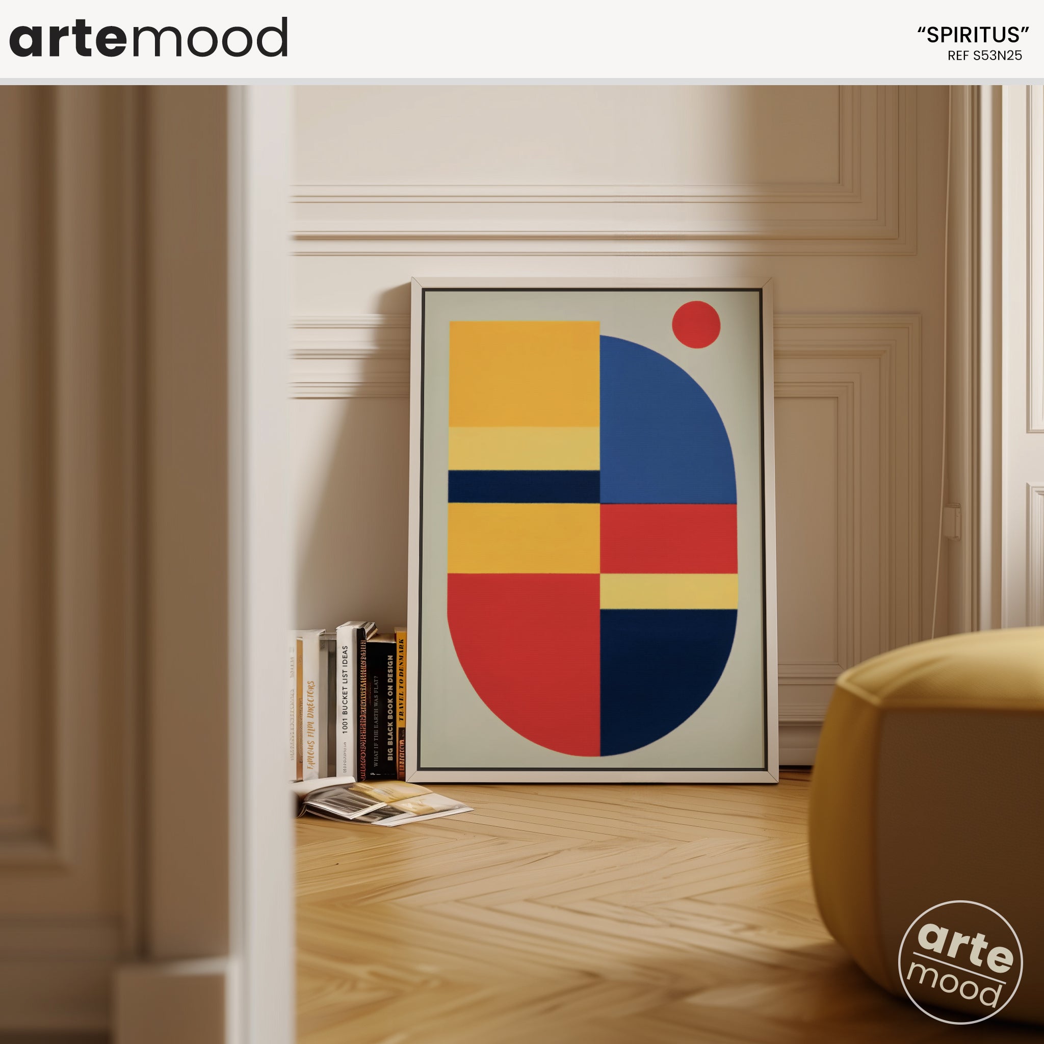 Abstract Artwork Print - Modern Art Canvas - Minimal Bauhaus Style Wall Art Red Blue Yellow