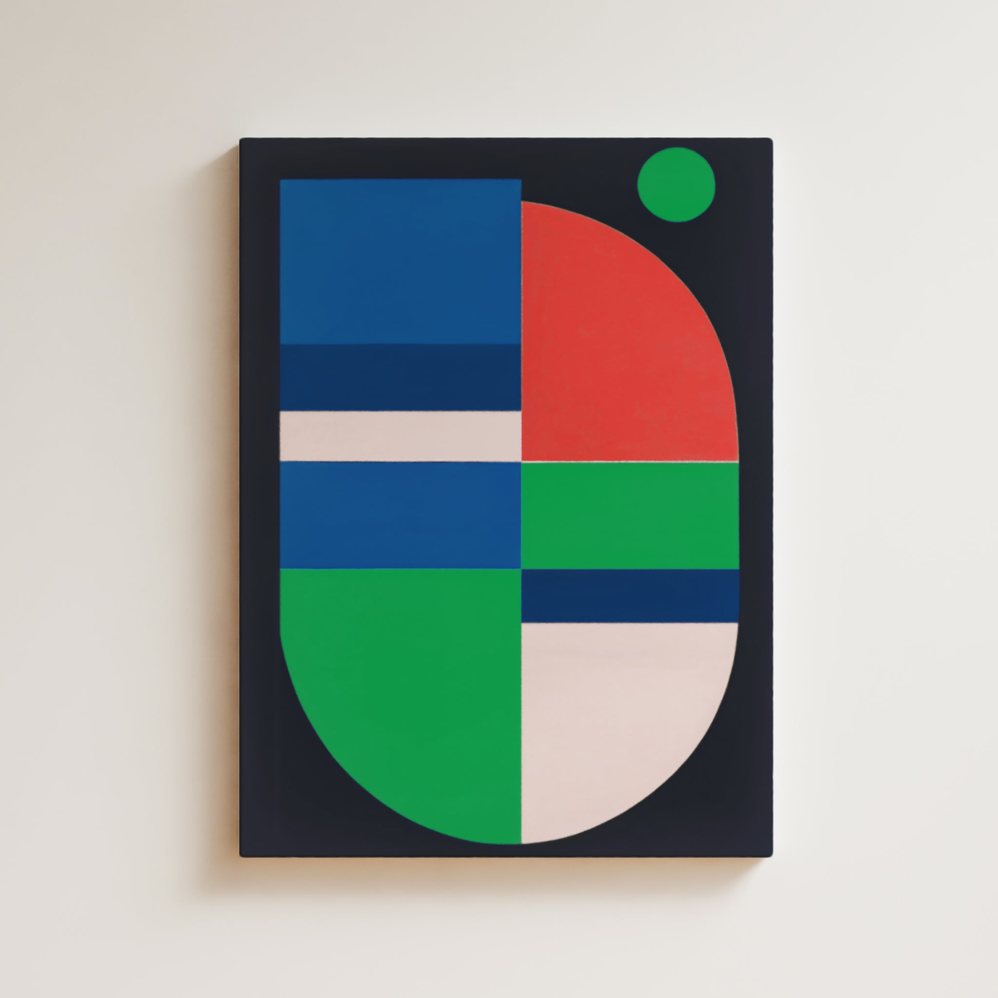 Abstract Artwork Print On Canvas - Minimalist Geometric Modern Art - Red, Green, Blue, Minimal Composition Geometry