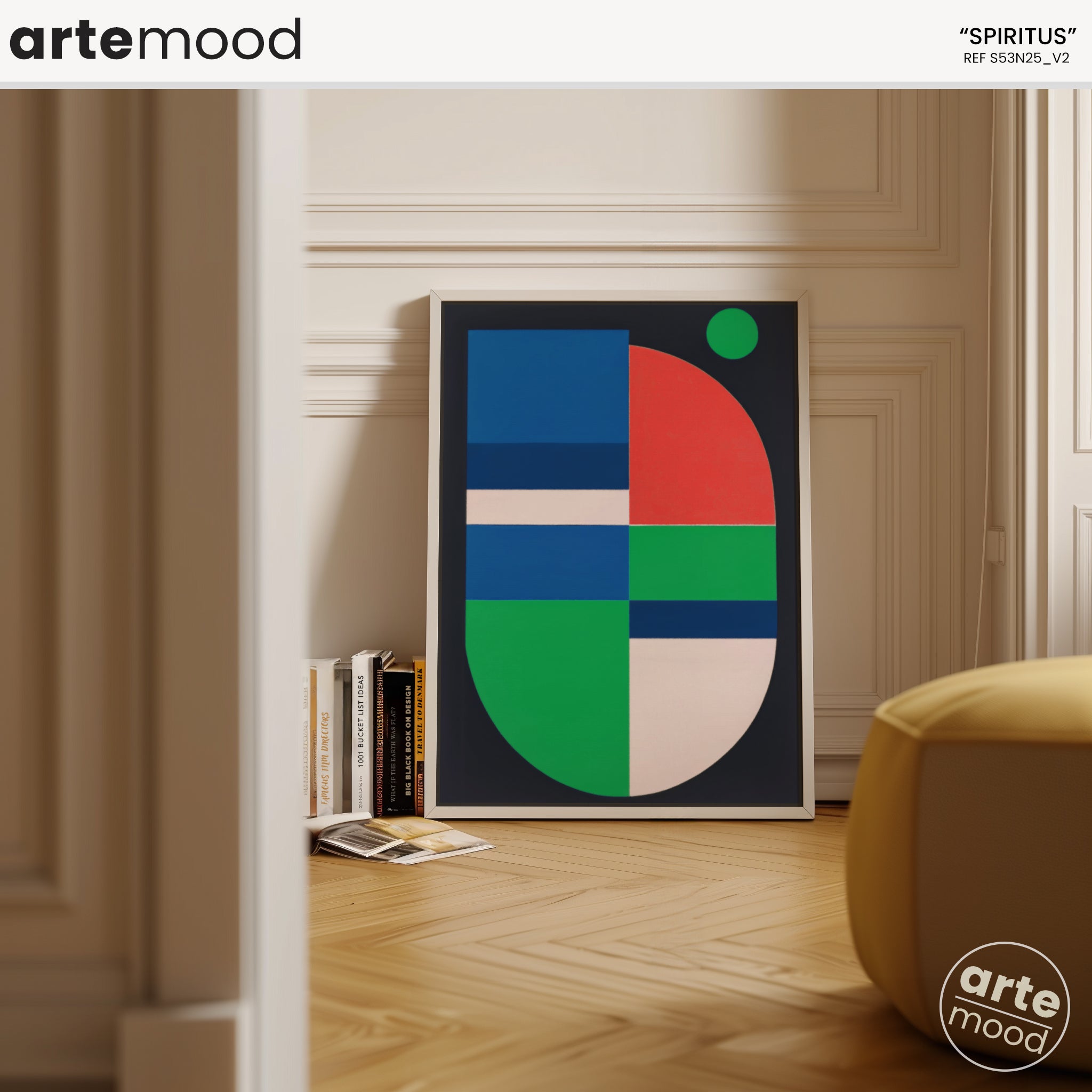 Abstract Artwork Print On Canvas - Minimalist Geometric Modern Art - Red, Green, Blue, Minimal Composition Geometry