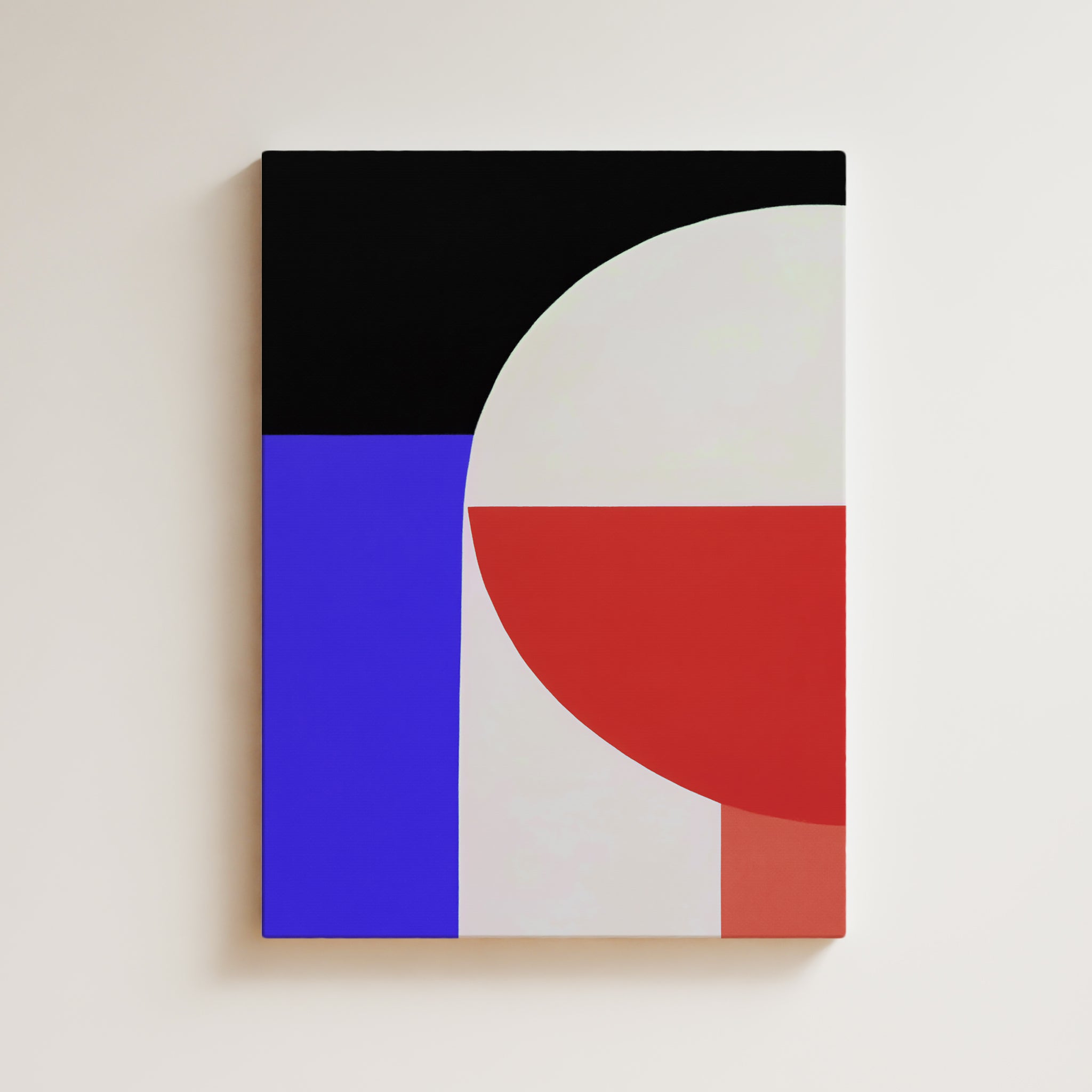 Abstract Artwork Print On Canvas - Minimalist Geometric Modern Art - Red, Blue, Black, Minimal Composition Wall Art Print