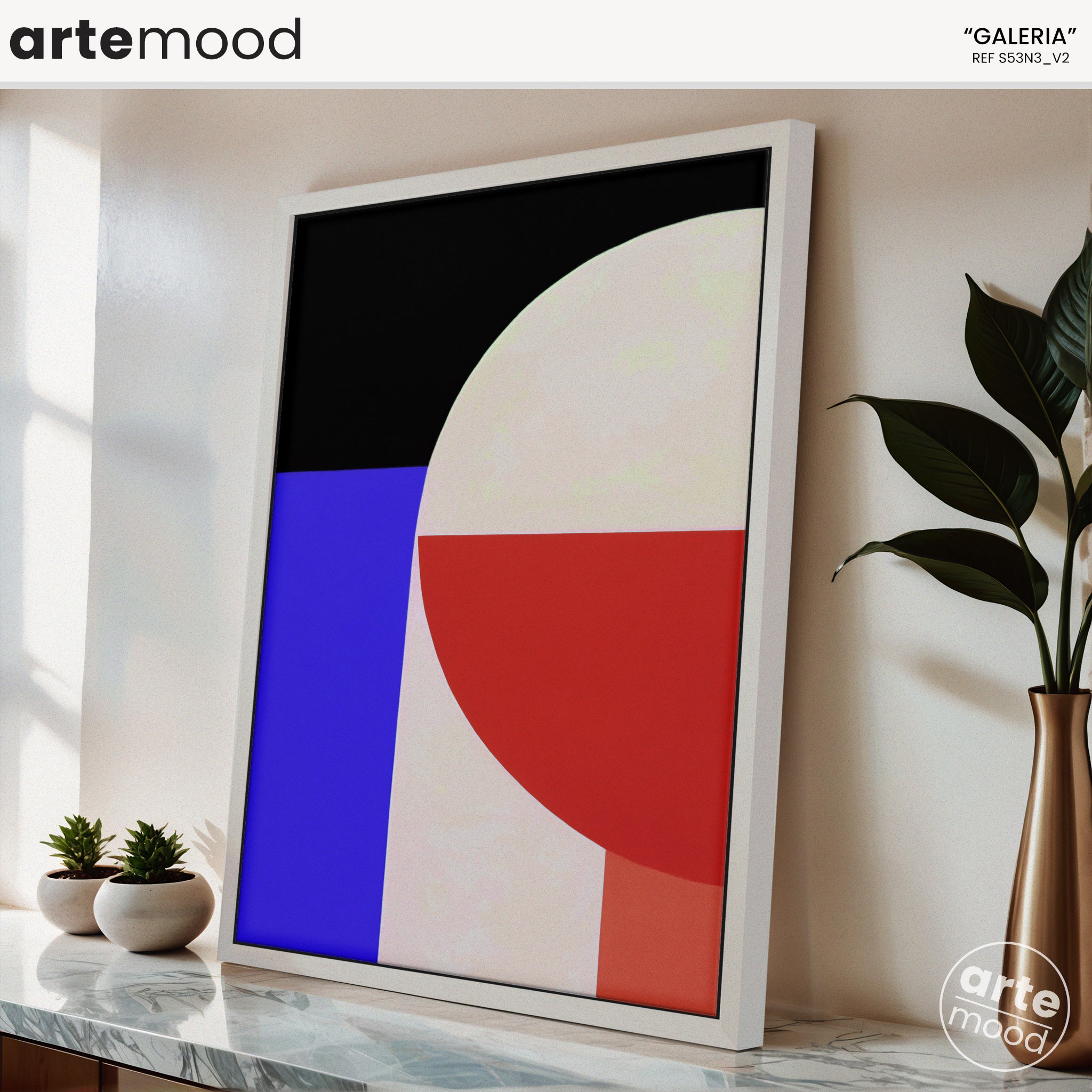 Abstract Artwork Print On Canvas - Minimalist Geometric Modern Art - Red, Blue, Black, Minimal Composition Wall Art Print