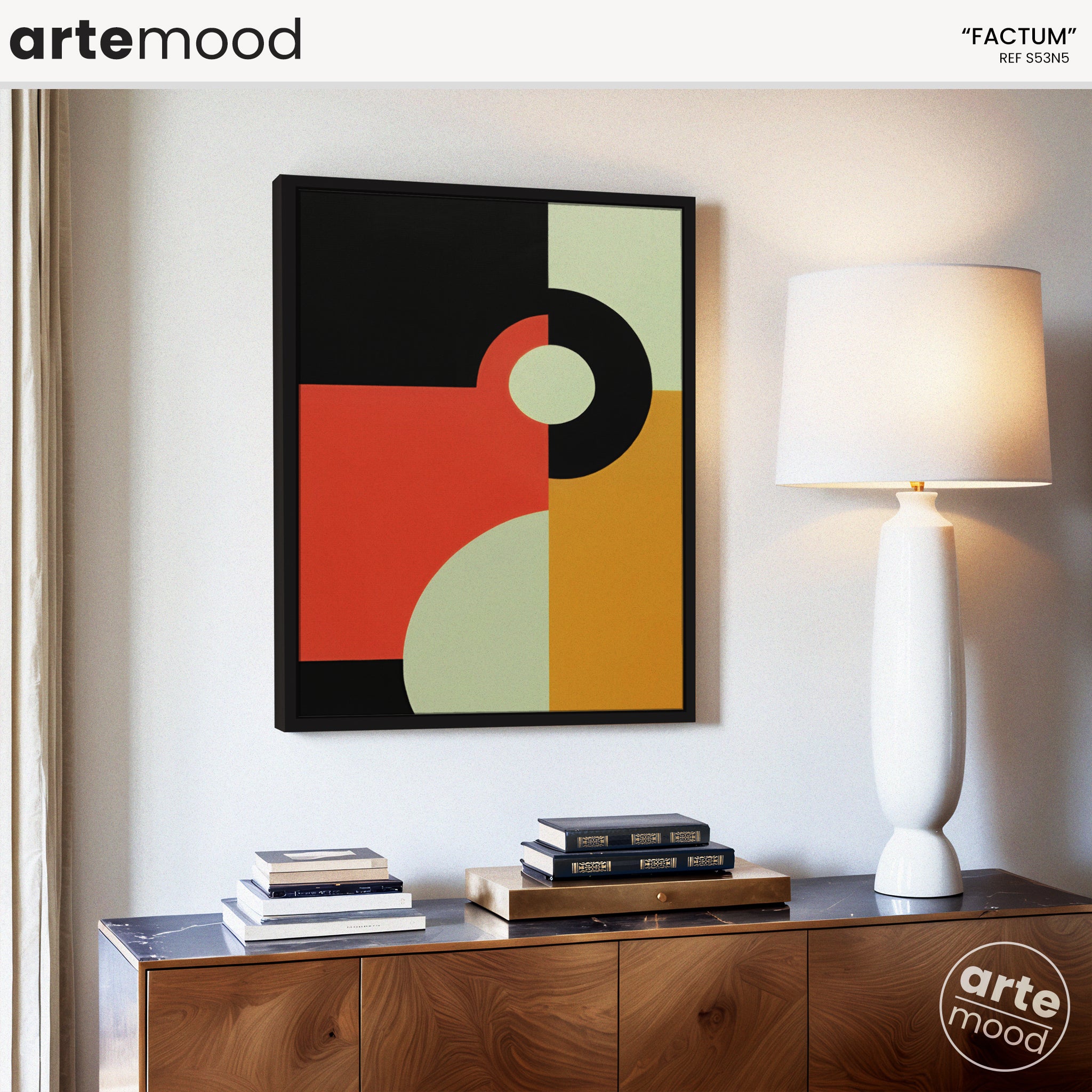 Abstract Artwork Print - Modern Art Canvas - Minimal Geometric Wall Art Red Yellow Black