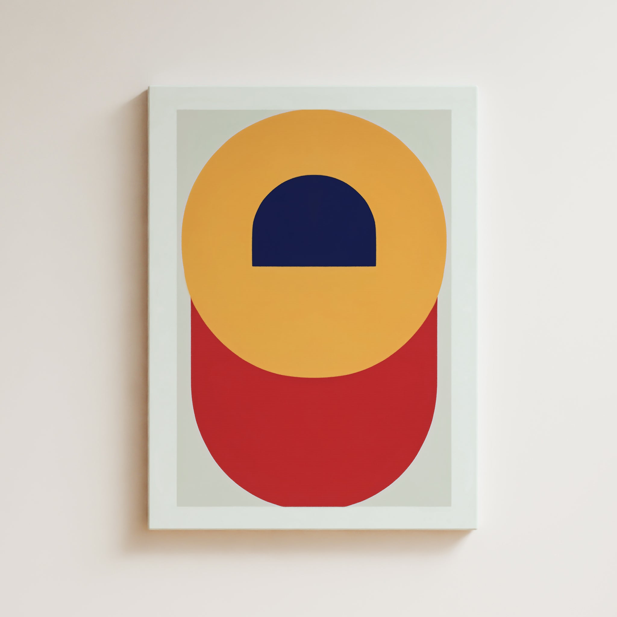 Abstract Artwork Print On Canvas - Minimalist Geometric Modern Art - Yellow, Blue, Red, Minimal Composition Wall Art