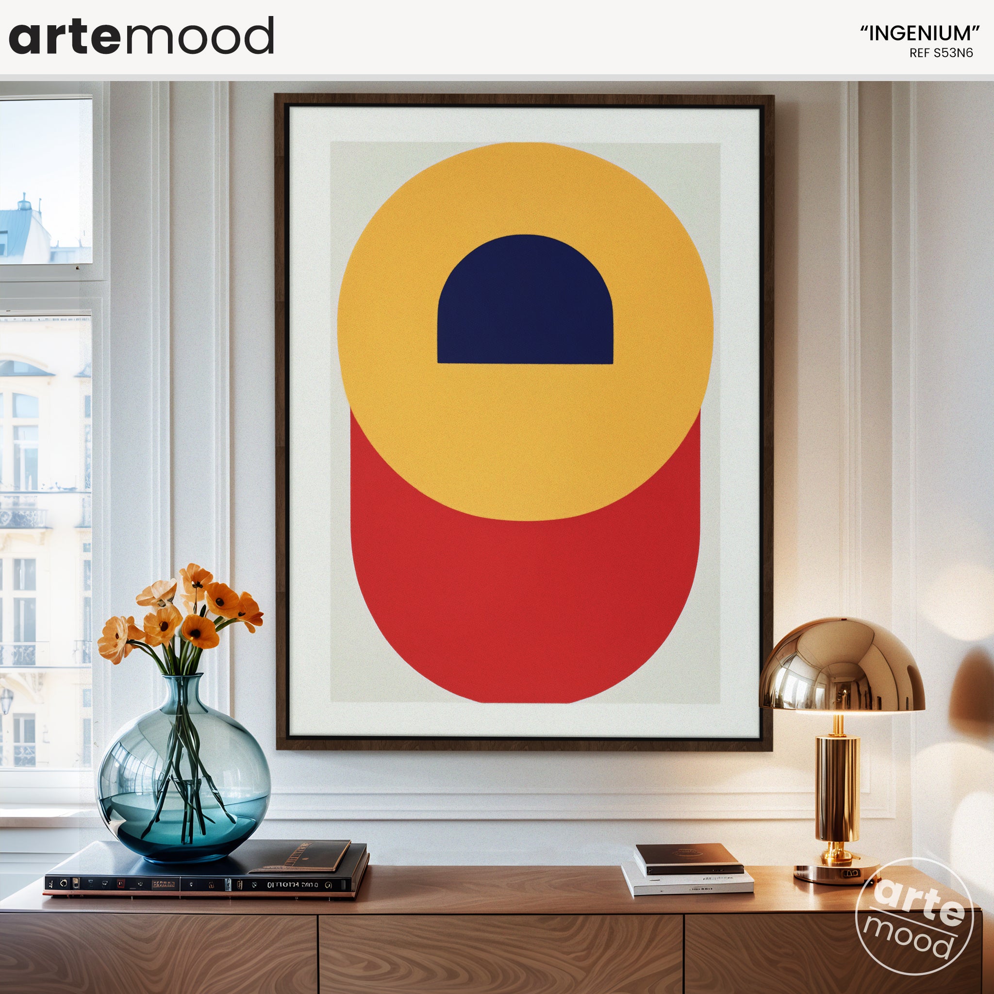 Abstract Artwork Print On Canvas - Minimalist Geometric Modern Art - Yellow, Blue, Red, Minimal Composition Wall Art