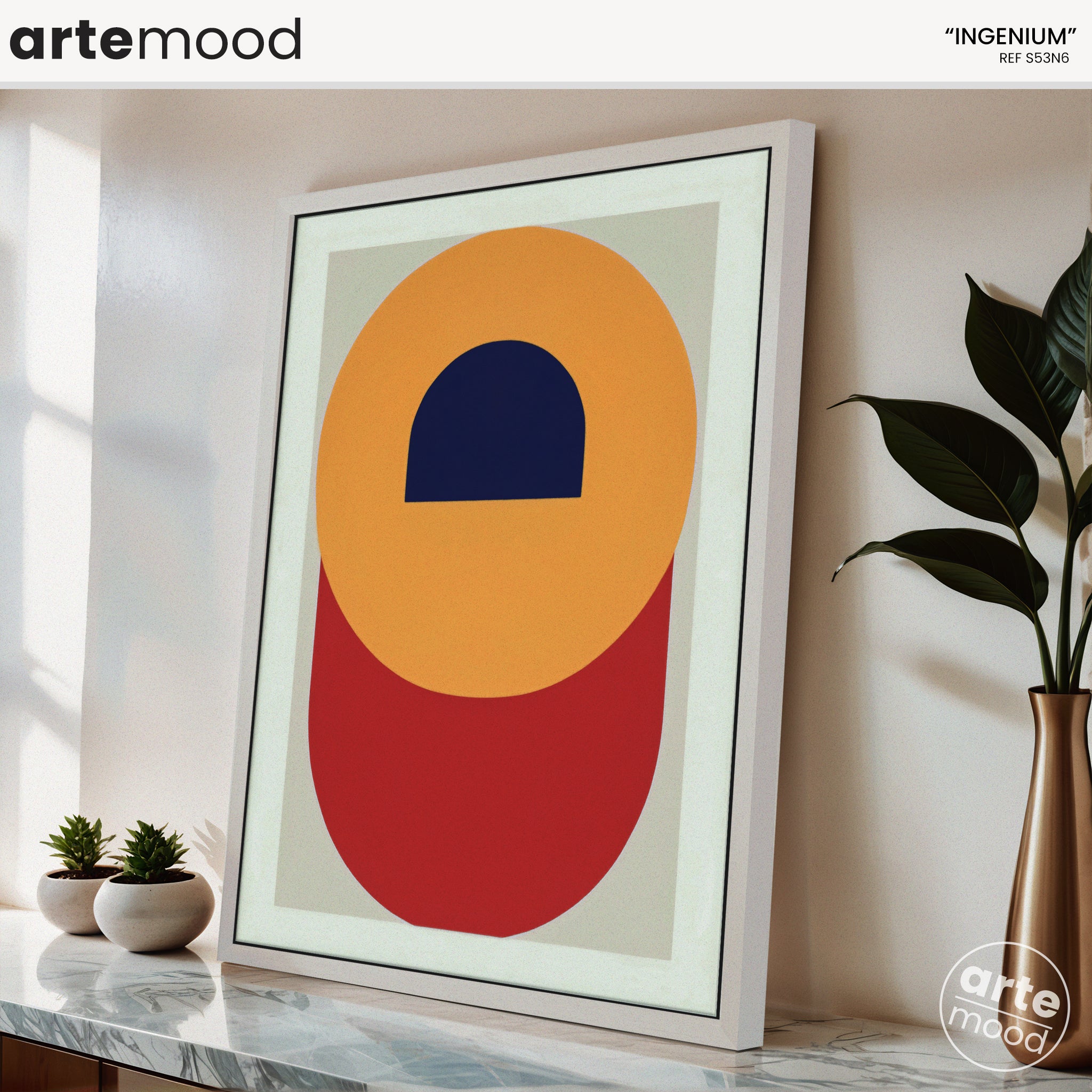 Abstract Artwork Print On Canvas - Minimalist Geometric Modern Art - Yellow, Blue, Red, Minimal Composition Wall Art