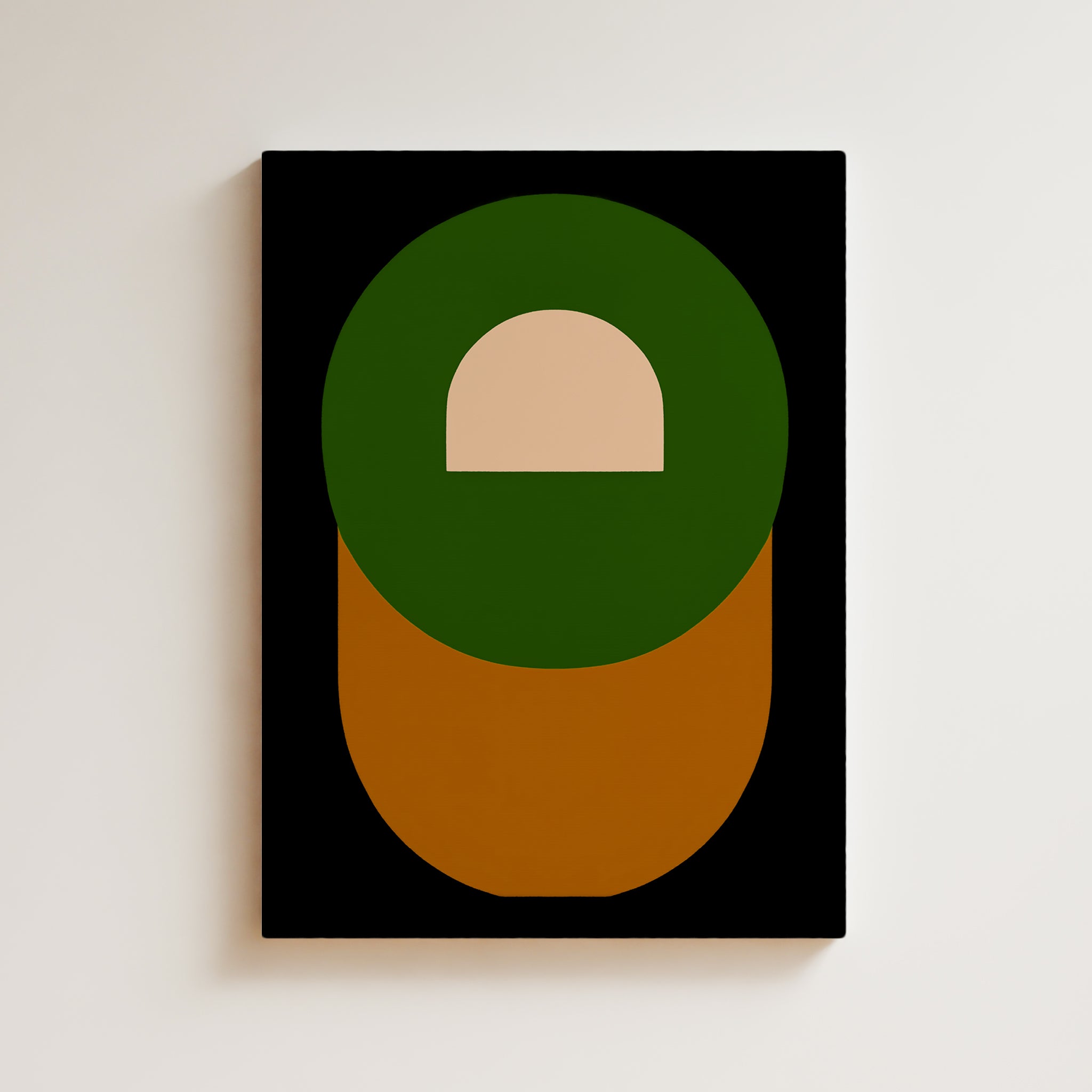 Abstract Artwork Print - Minimal Art Canvas - Green Orange Color Art, Contemporary, Geometric Art