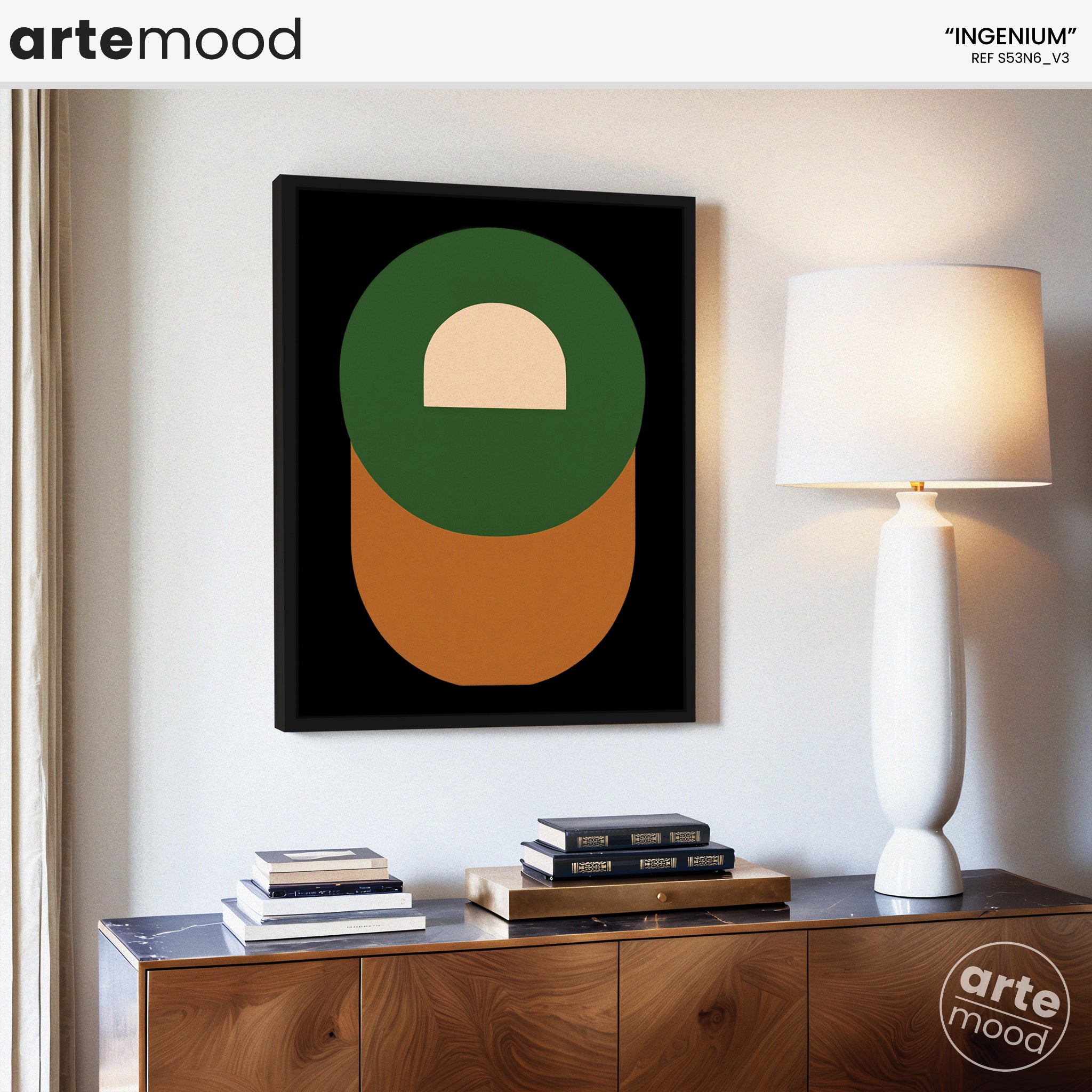 Abstract Artwork Print - Minimal Art Canvas - Green Orange Color Art, Contemporary, Geometric Art