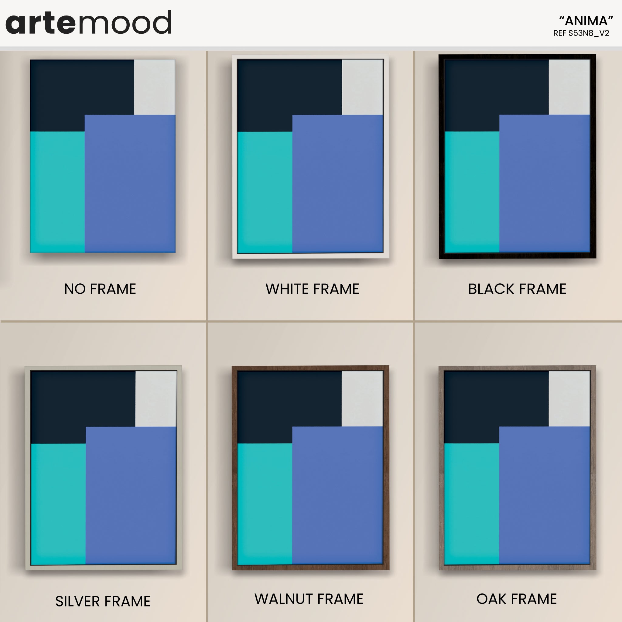 Abstract Artwork Print - Modern Art Canvas - Violet, Blue, Black, Color Block, Geometric Art