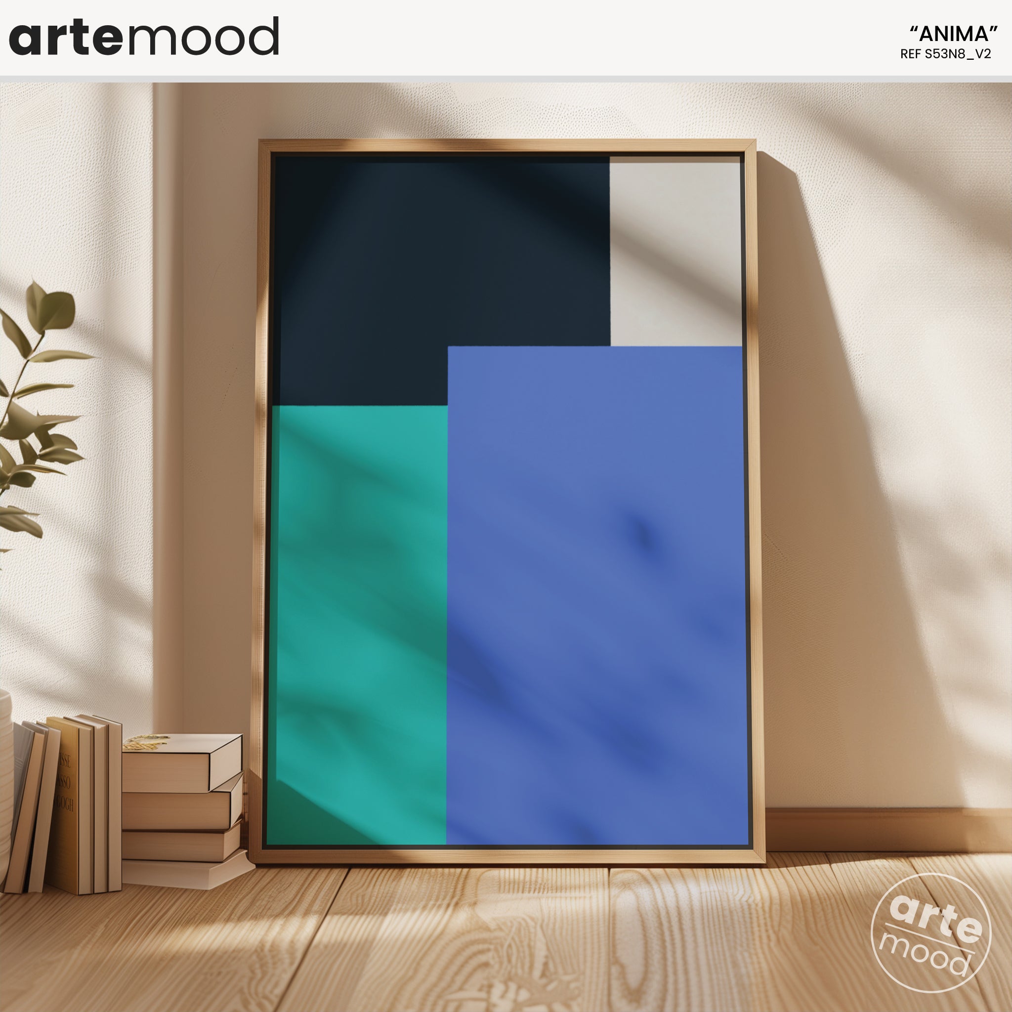 Abstract Artwork Print - Modern Art Canvas - Violet, Blue, Black, Color Block, Geometric Art