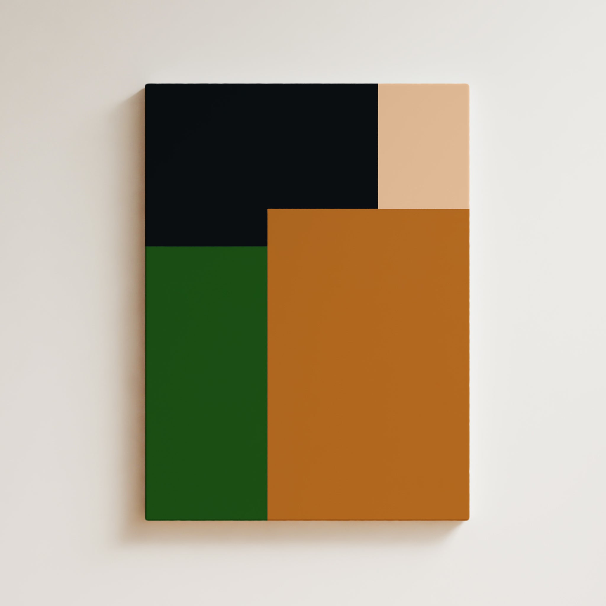 Abstract Artwork Print On Canvas - Minimalist Geometric Modern Art - Orange, Green, Black Minimal Wall Art Canvas