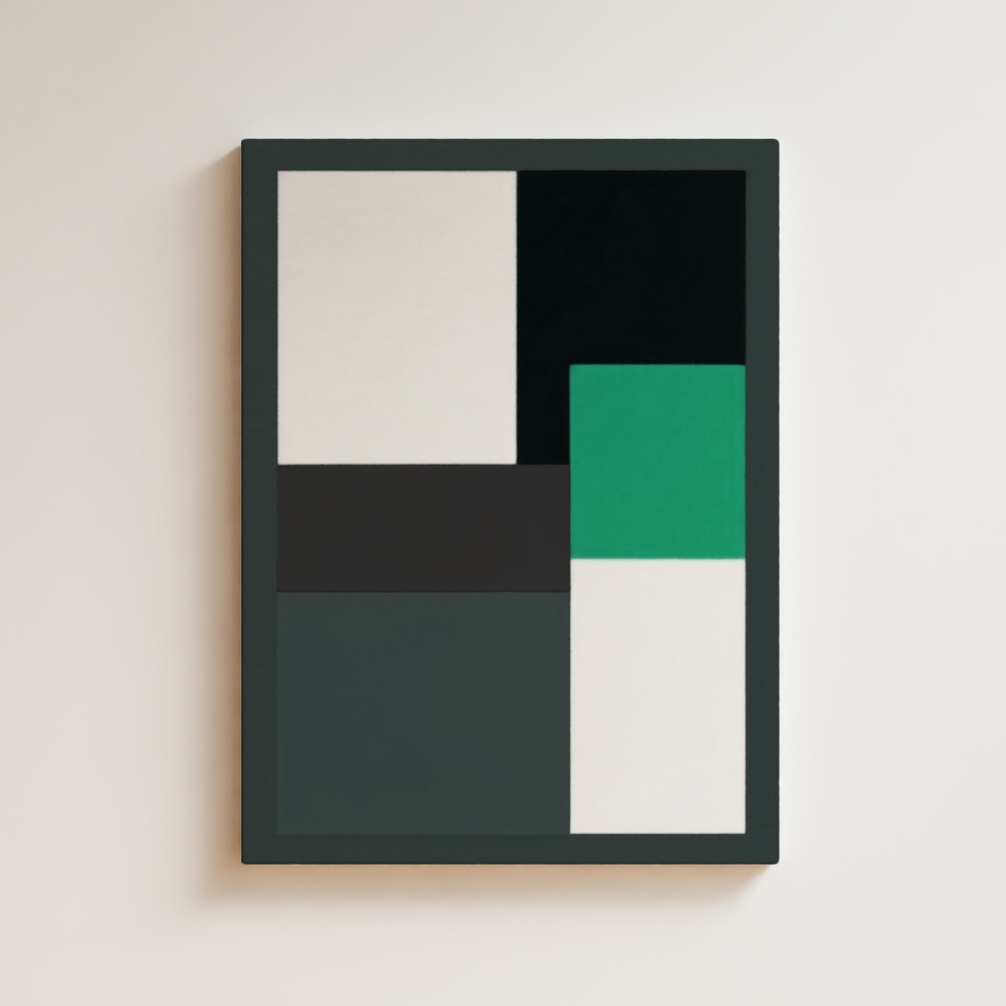 Abstract Artwork Print - Modern Art Canvas - Geometric Minimal Green White Black Zen Chic Wall Art