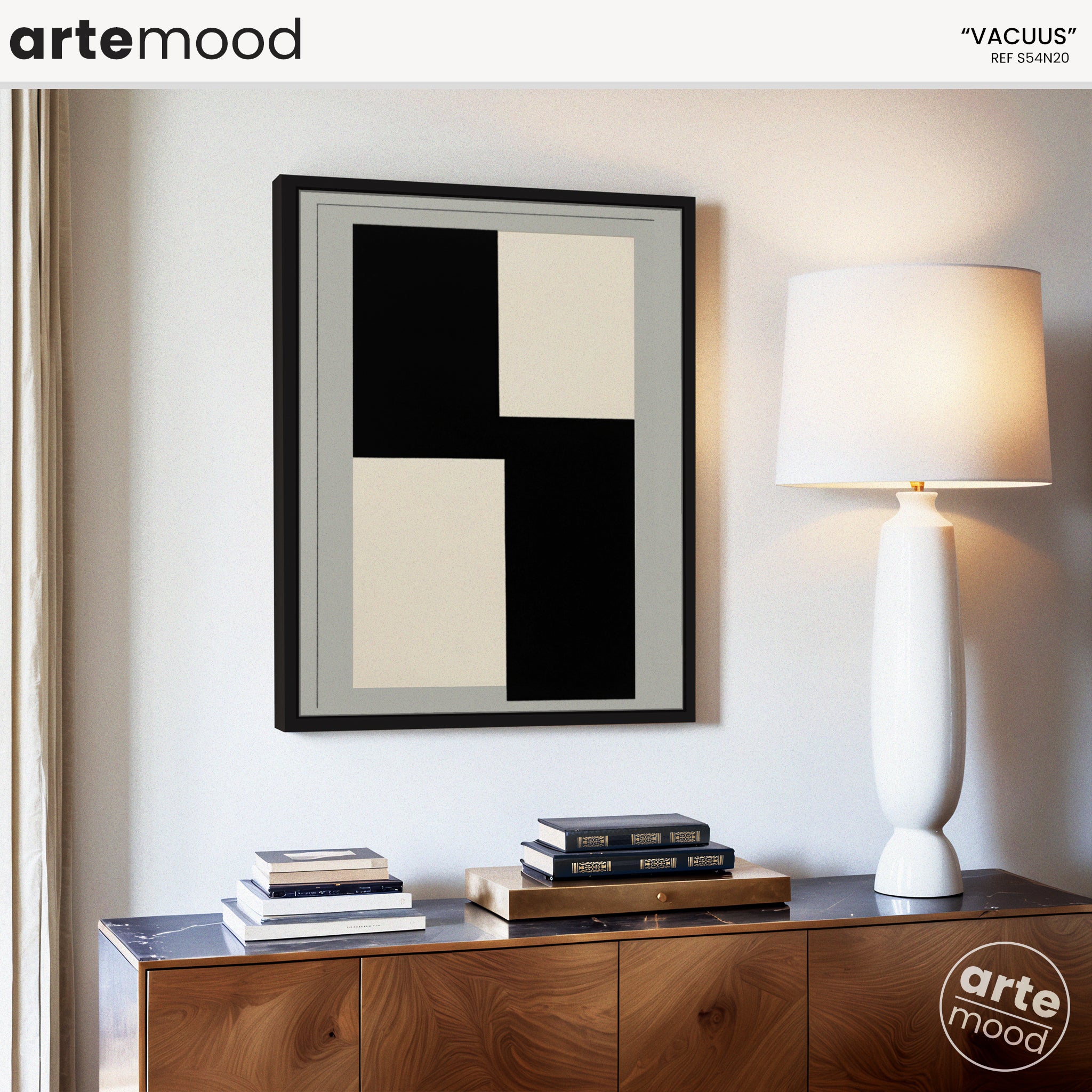 Abstract Artwork Print On Canvas - Minimalist Geometric Modern Art - Black, White, Minimal Art Composition