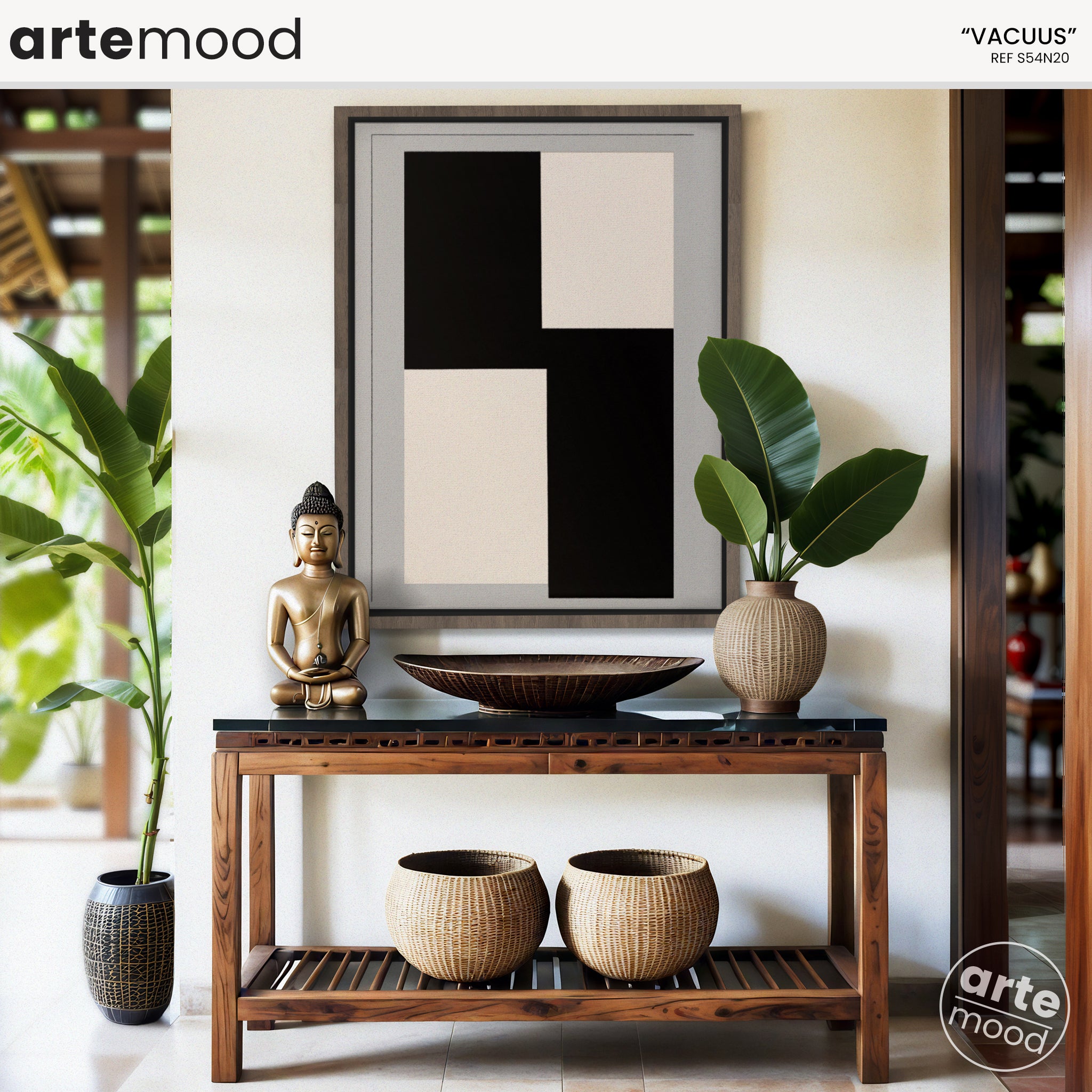 Abstract Artwork Print On Canvas - Minimalist Geometric Modern Art - Black, White, Minimal Art Composition