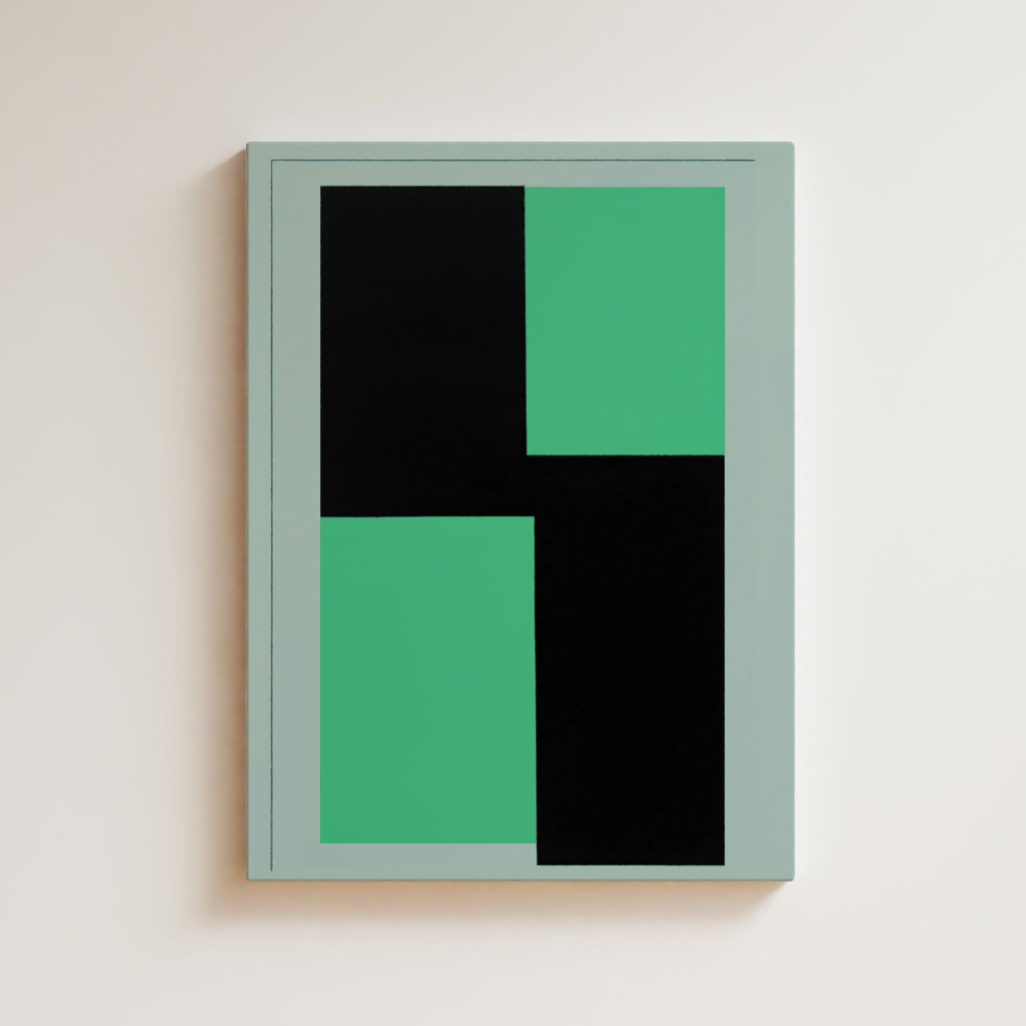 Abstract Artwork Print - Modern Art Canvas - Vibrant Color Art, Green, Black, Minimal Composition