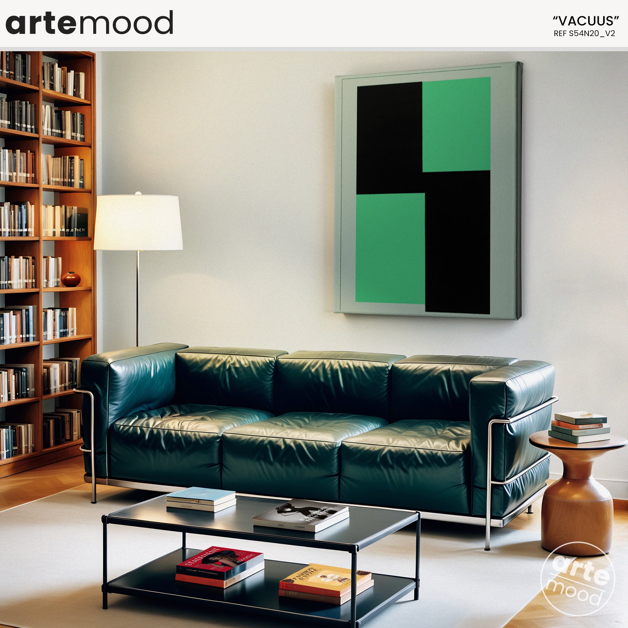 Abstract Artwork Print - Modern Art Canvas - Vibrant Color Art, Green, Black, Minimal Composition