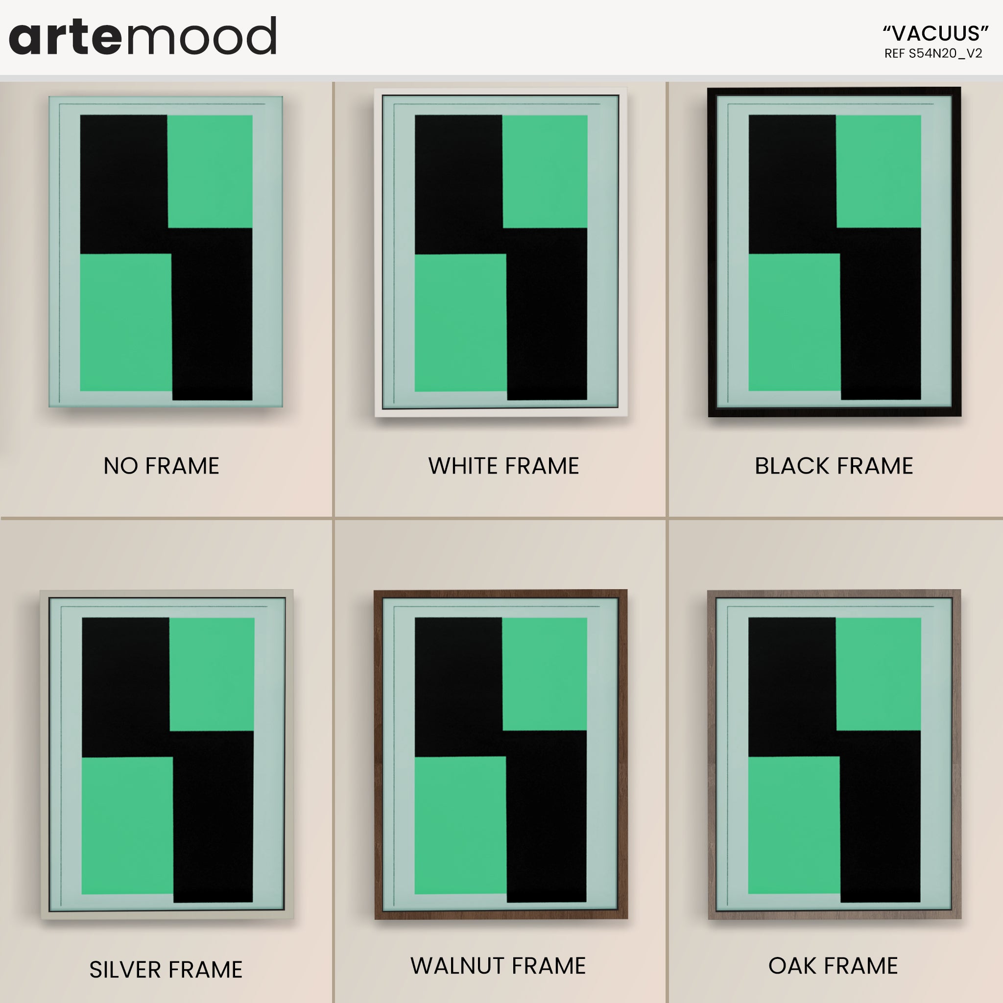 Abstract Artwork Print - Modern Art Canvas - Vibrant Color Art, Green, Black, Minimal Composition