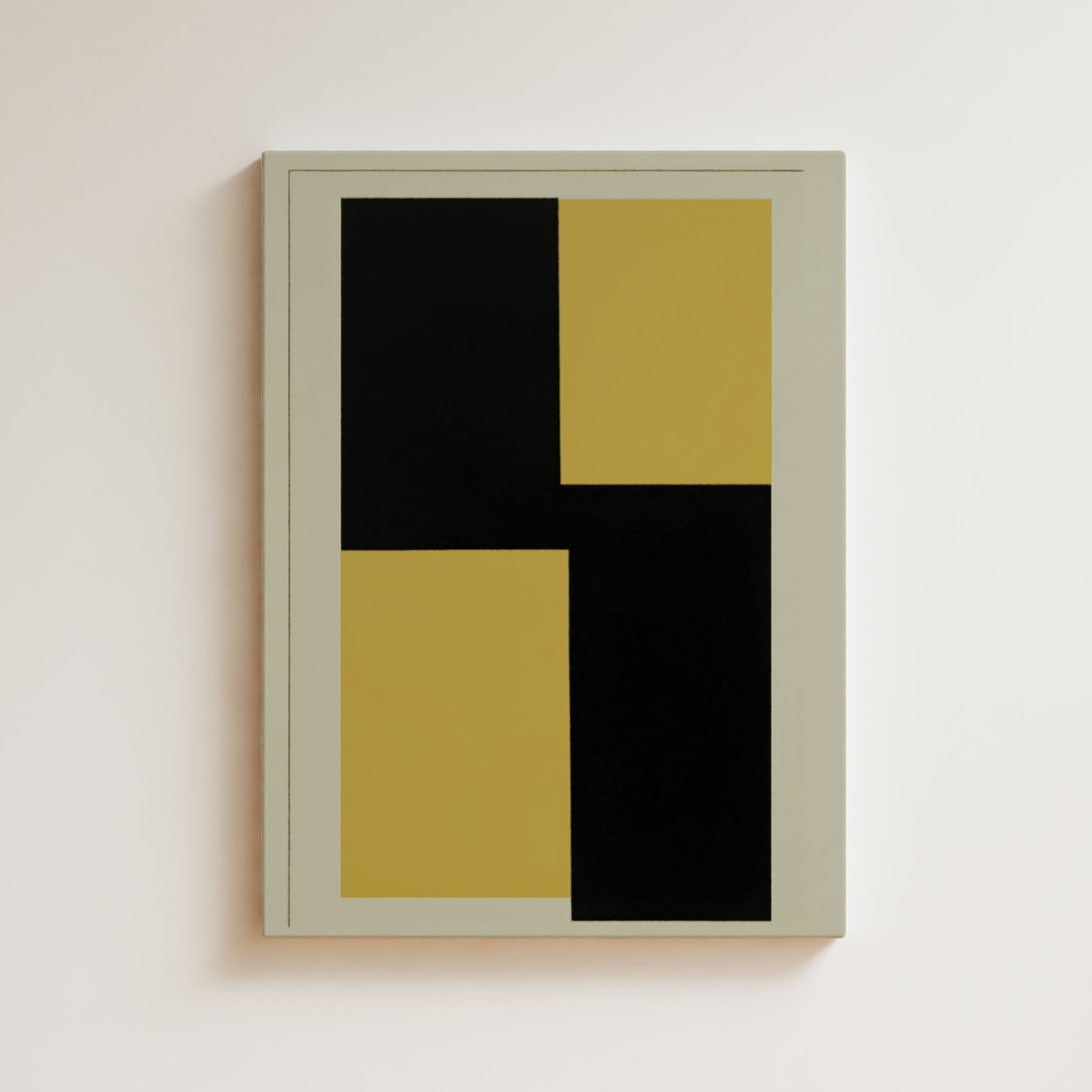 Abstract Artwork Print On Canvas - Minimalist Geometric Modern Art - Yellow, Black, Beige