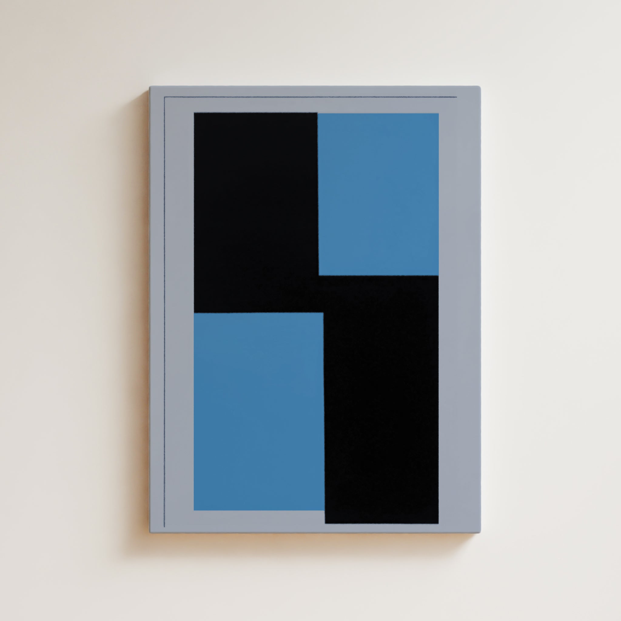 Abstract Artwork Print On Canvas - Minimalist Geometric Modern Art - Black Blue Colors, Minimal Wall Art