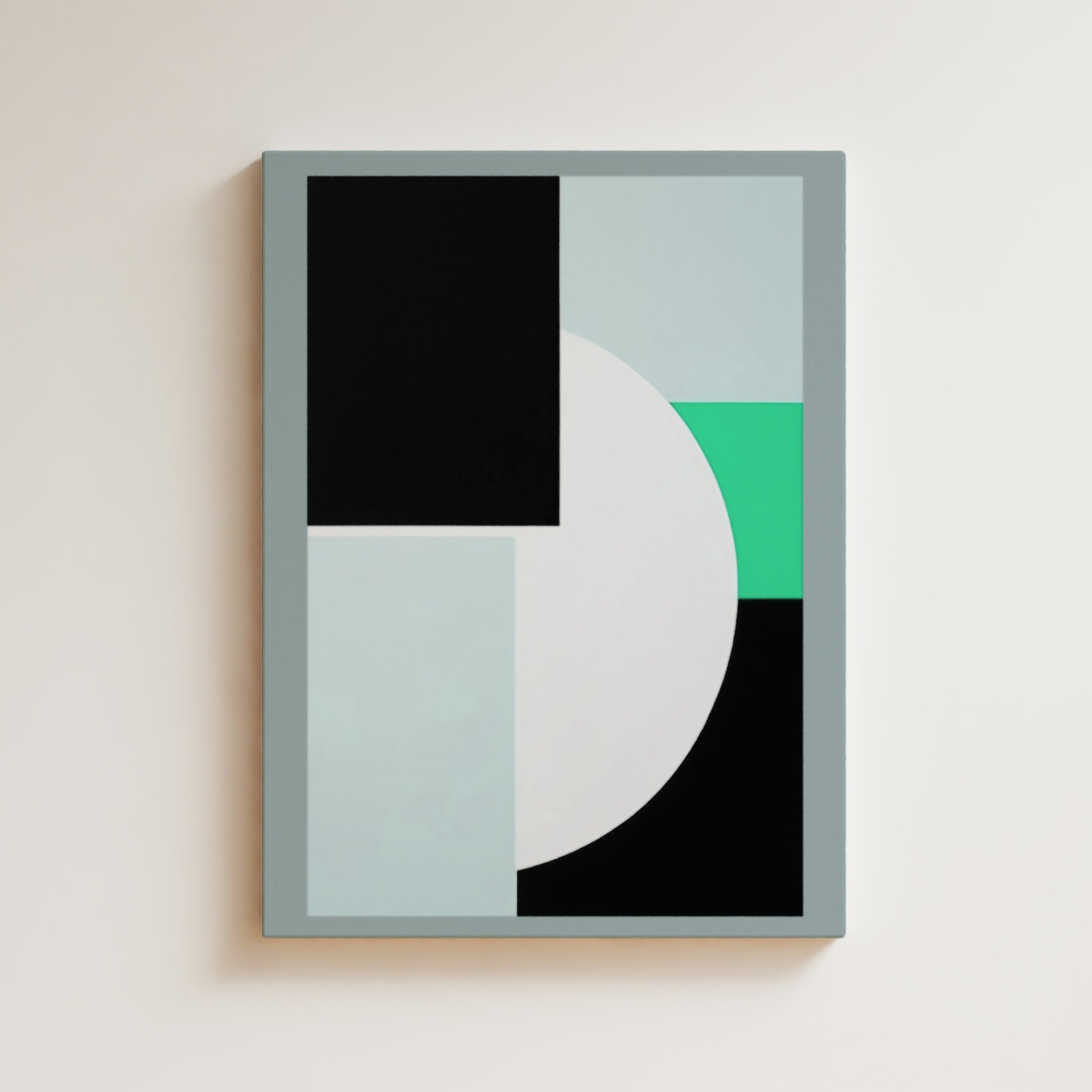 Abstract Artwork Print On Canvas - Minimalist Geometric Modern Art - Black, Green, White, Minimal Art