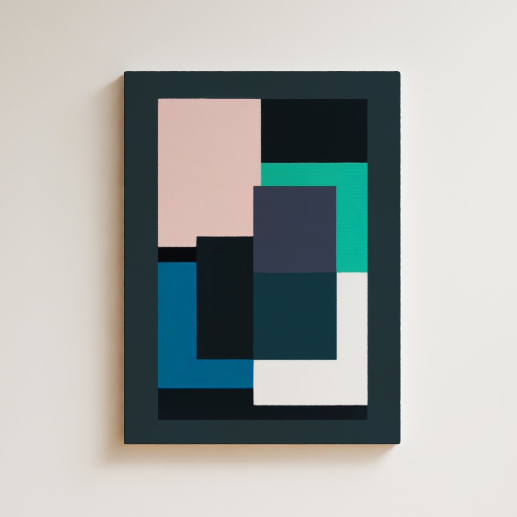 Abstract Artwork Print On Canvas - Minimalist Geometric Modern Art - Pastel Neutral Colors, Pink, Blue, White, Green, Zen Art