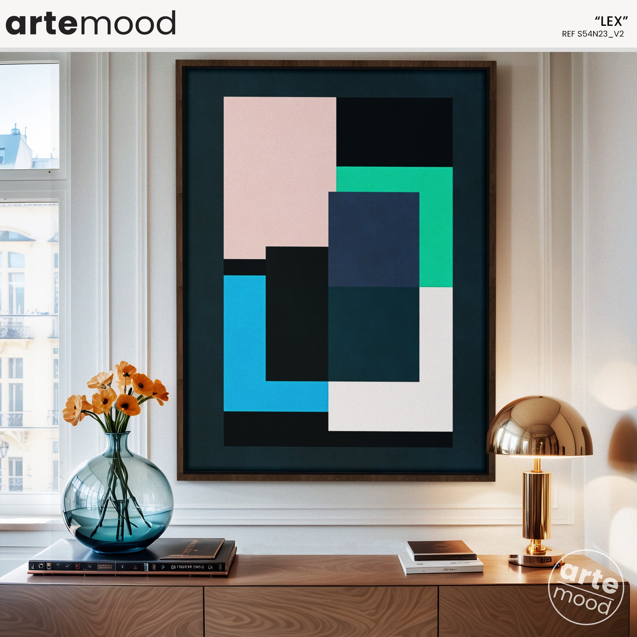 Abstract Artwork Print On Canvas - Minimalist Geometric Modern Art - Pastel Neutral Colors, Pink, Blue, White, Green, Zen Art