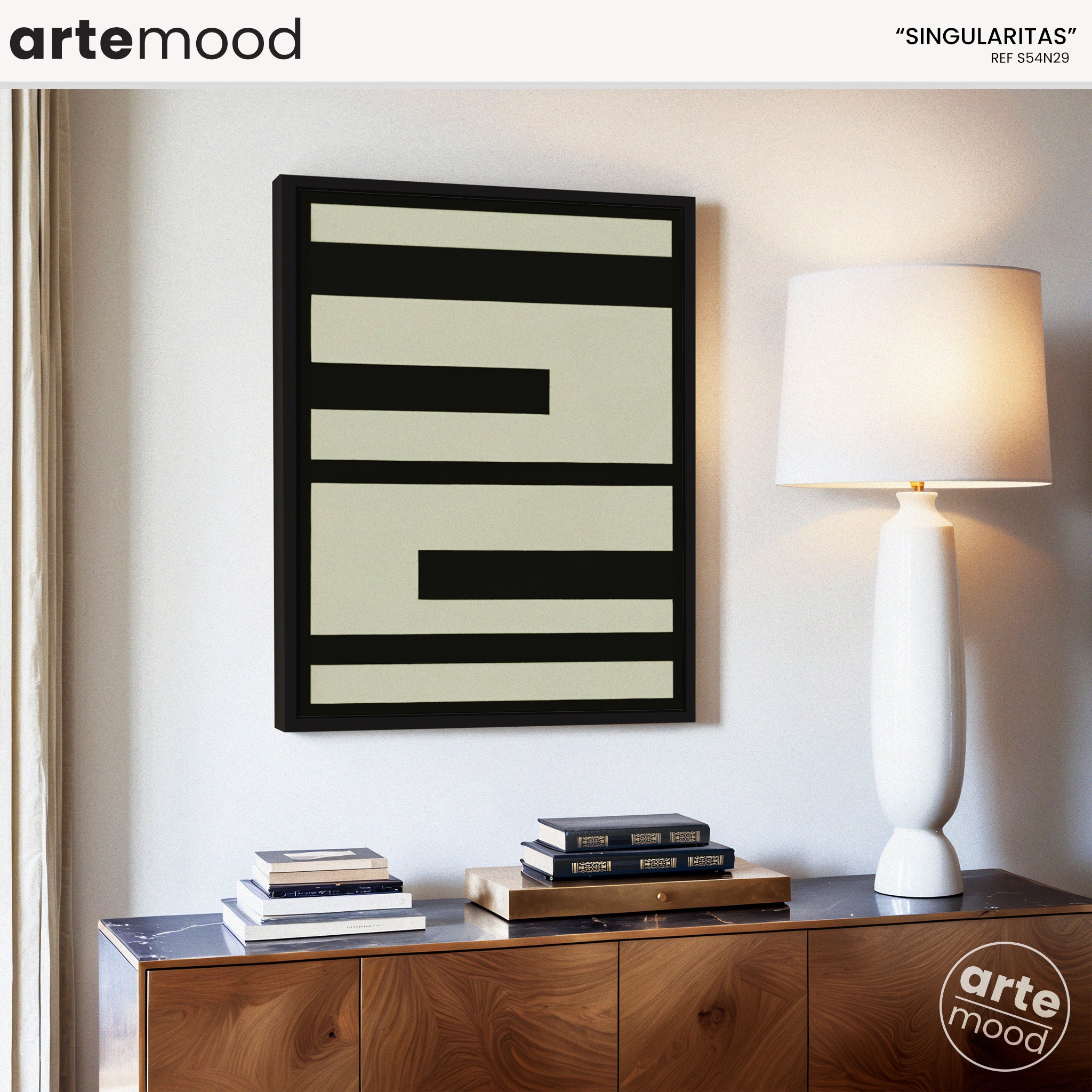 Abstract Artwork Print On Canvas - Minimalist Geometric Modern Art - Black White Composition