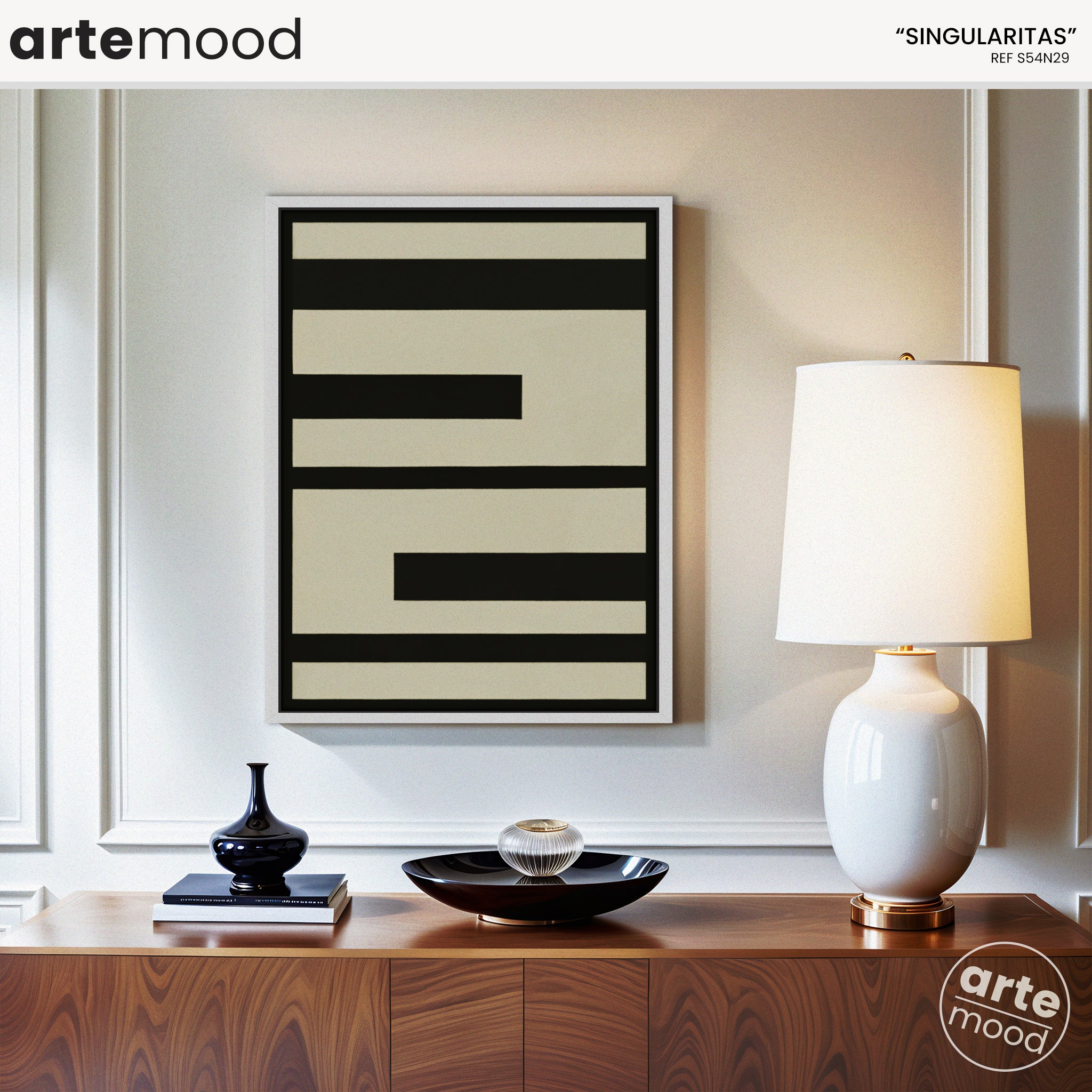 Abstract Artwork Print On Canvas - Minimalist Geometric Modern Art - Black White Composition