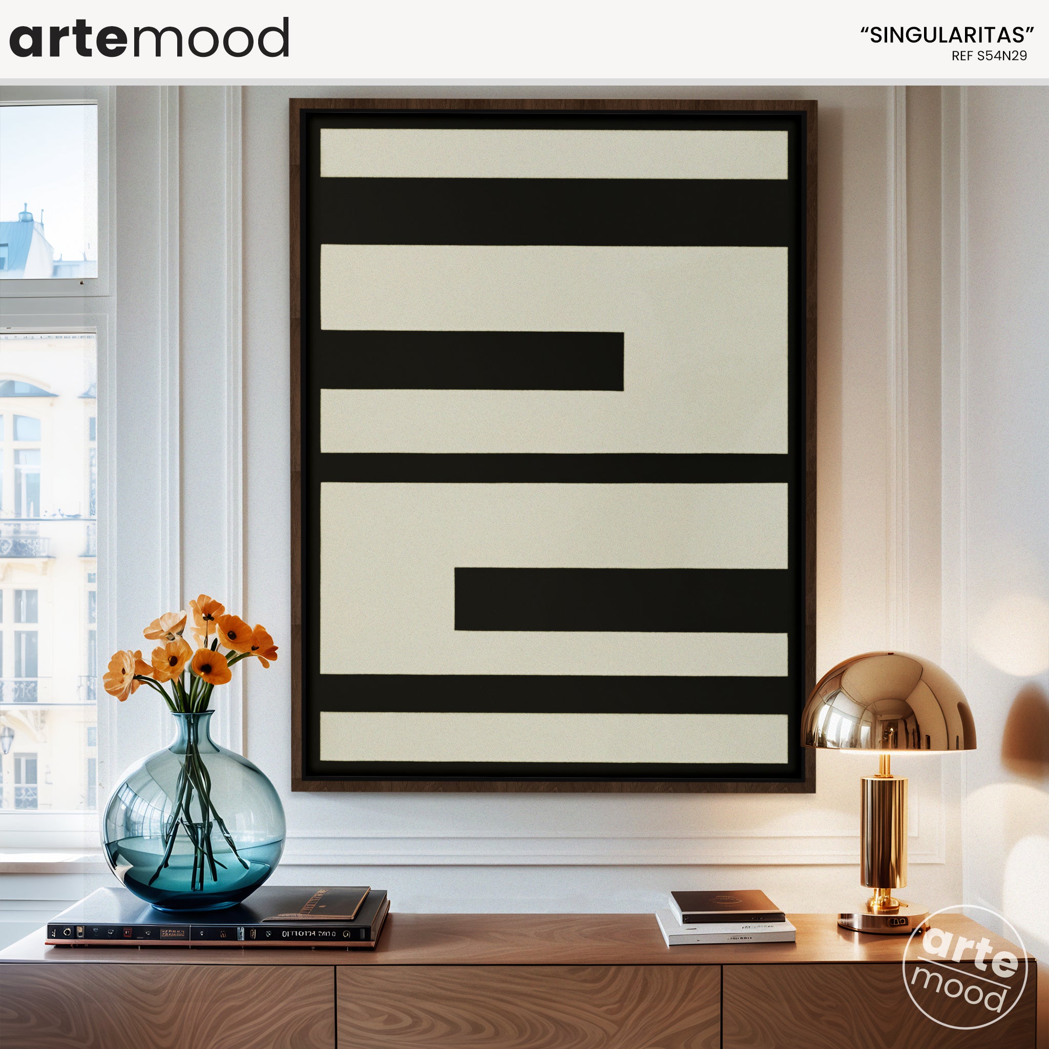 Abstract Artwork Print On Canvas - Minimalist Geometric Modern Art - Black White Composition