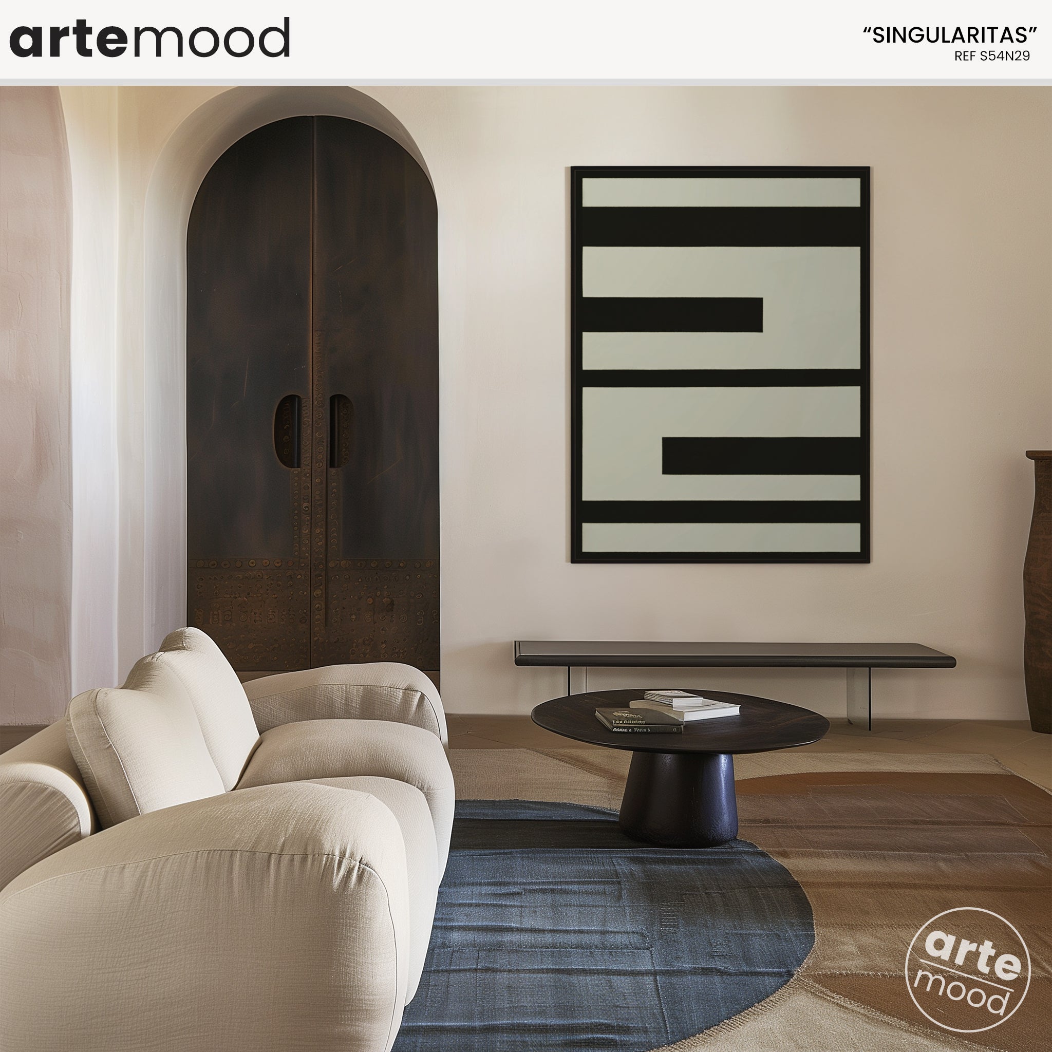 Abstract Artwork Print On Canvas - Minimalist Geometric Modern Art - Black White Composition