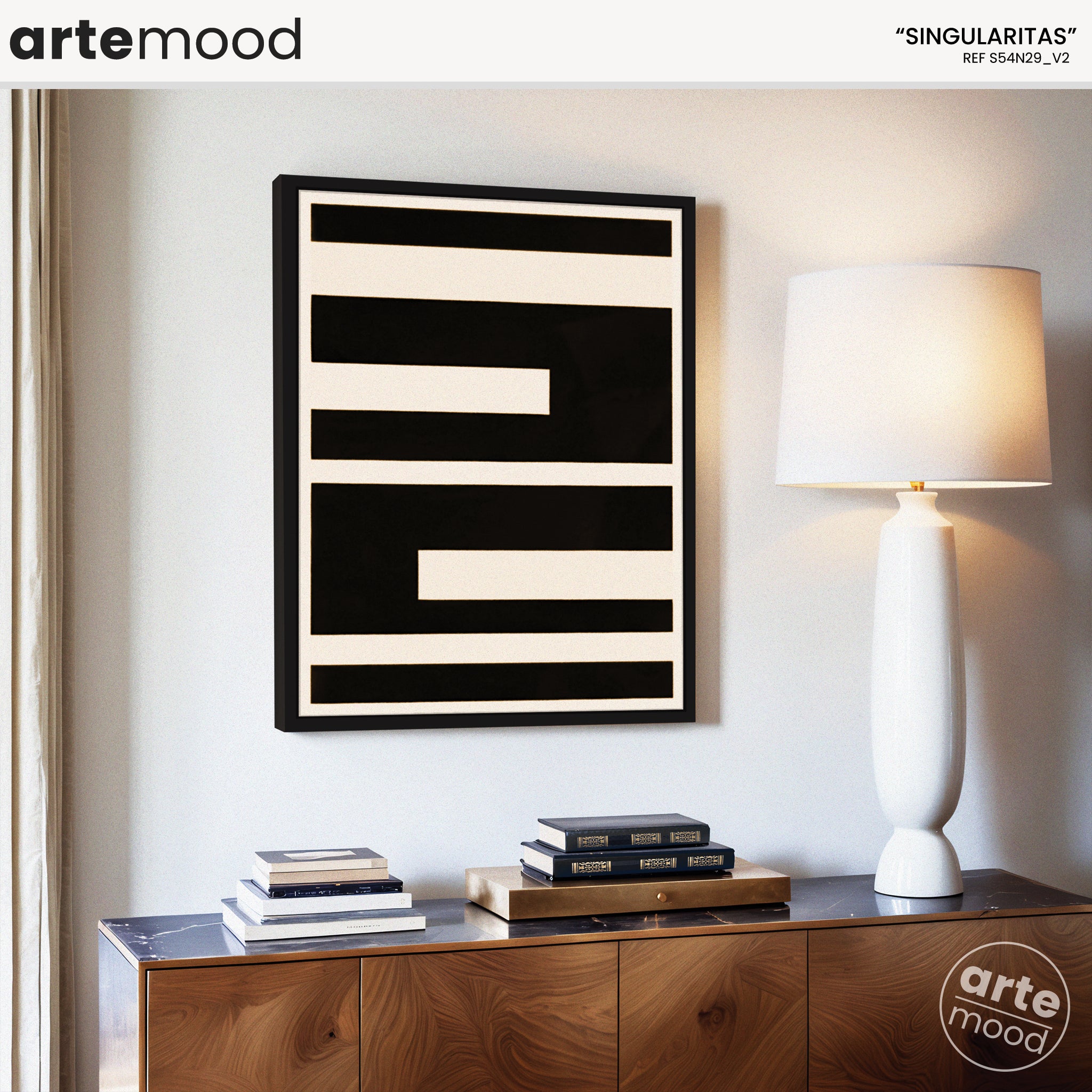 Abstract Artwork Print - Modern Art Canvas - Geometric Minimal Composition Black White Forms