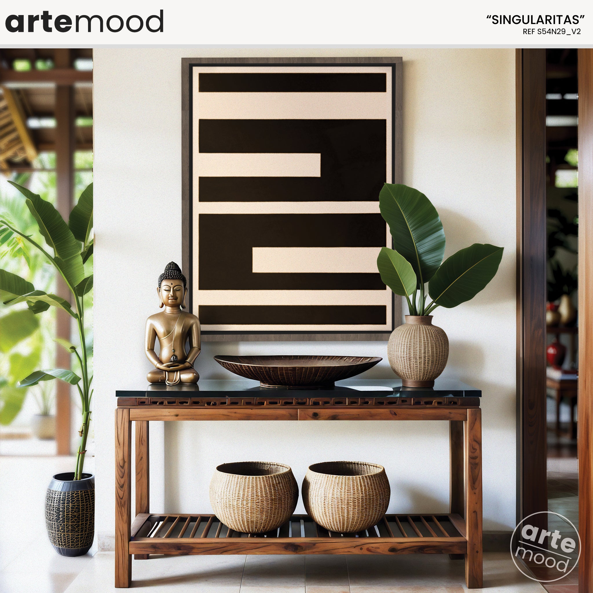 Abstract Artwork Print - Modern Art Canvas - Geometric Minimal Composition Black White Forms