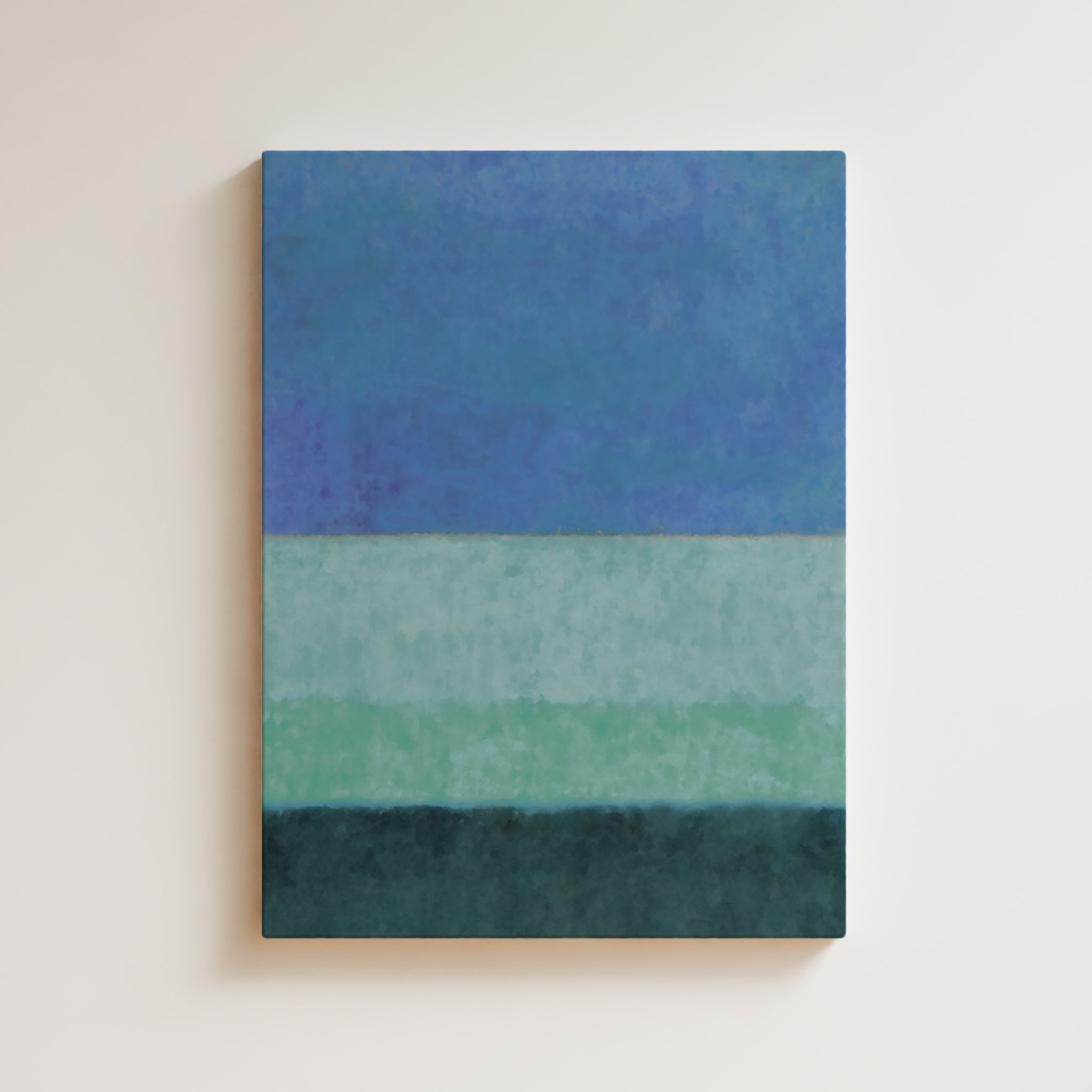 Color Field Artwork Print On Canvas - Minimalist, Zen, Blue, Green, Nature, Organic, Chic Wall Art Decor Framed