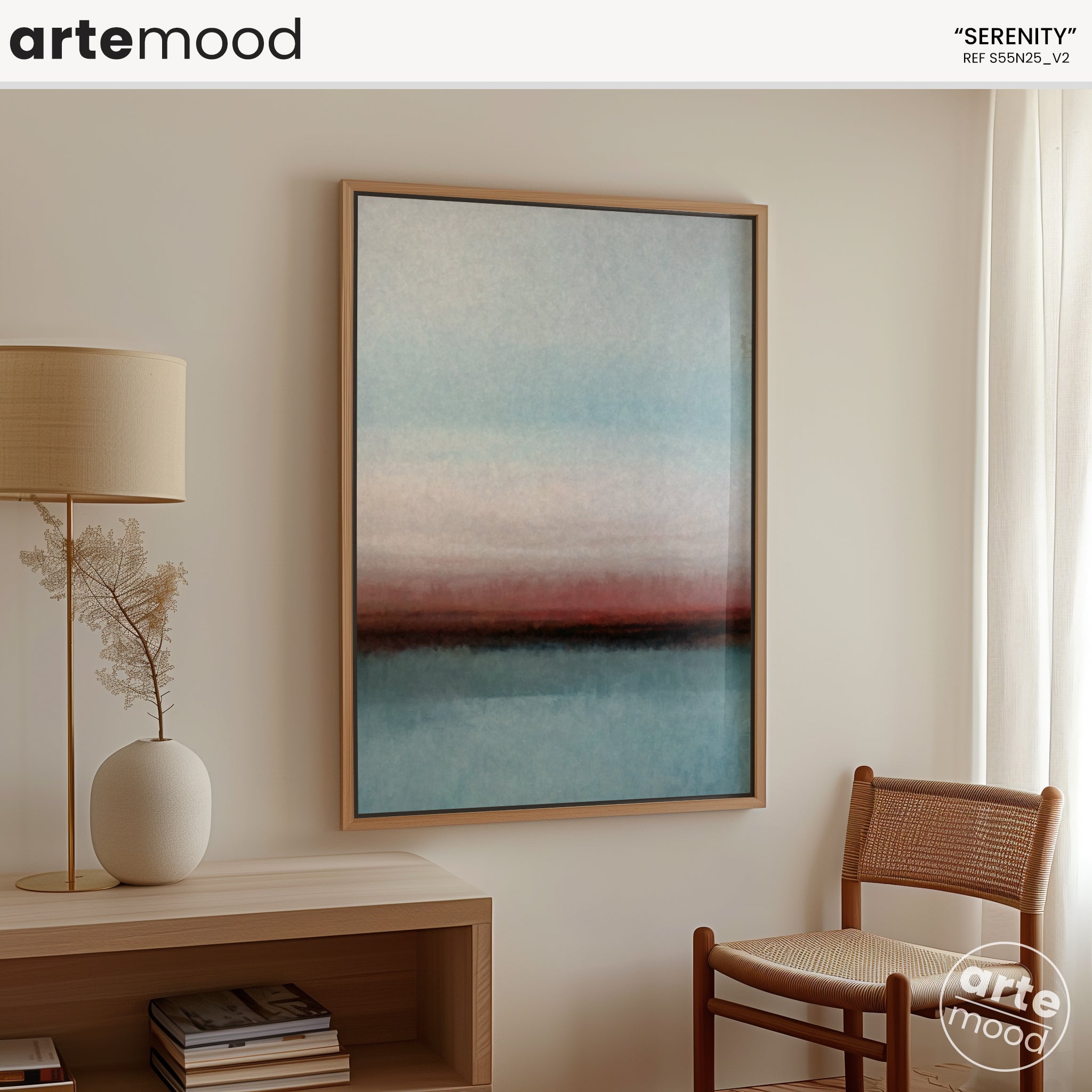 Color Field Artwork Print On Canvas - Minimalist, Zen, Blue, Red, Neutral, Calming, Sky Rothko Style