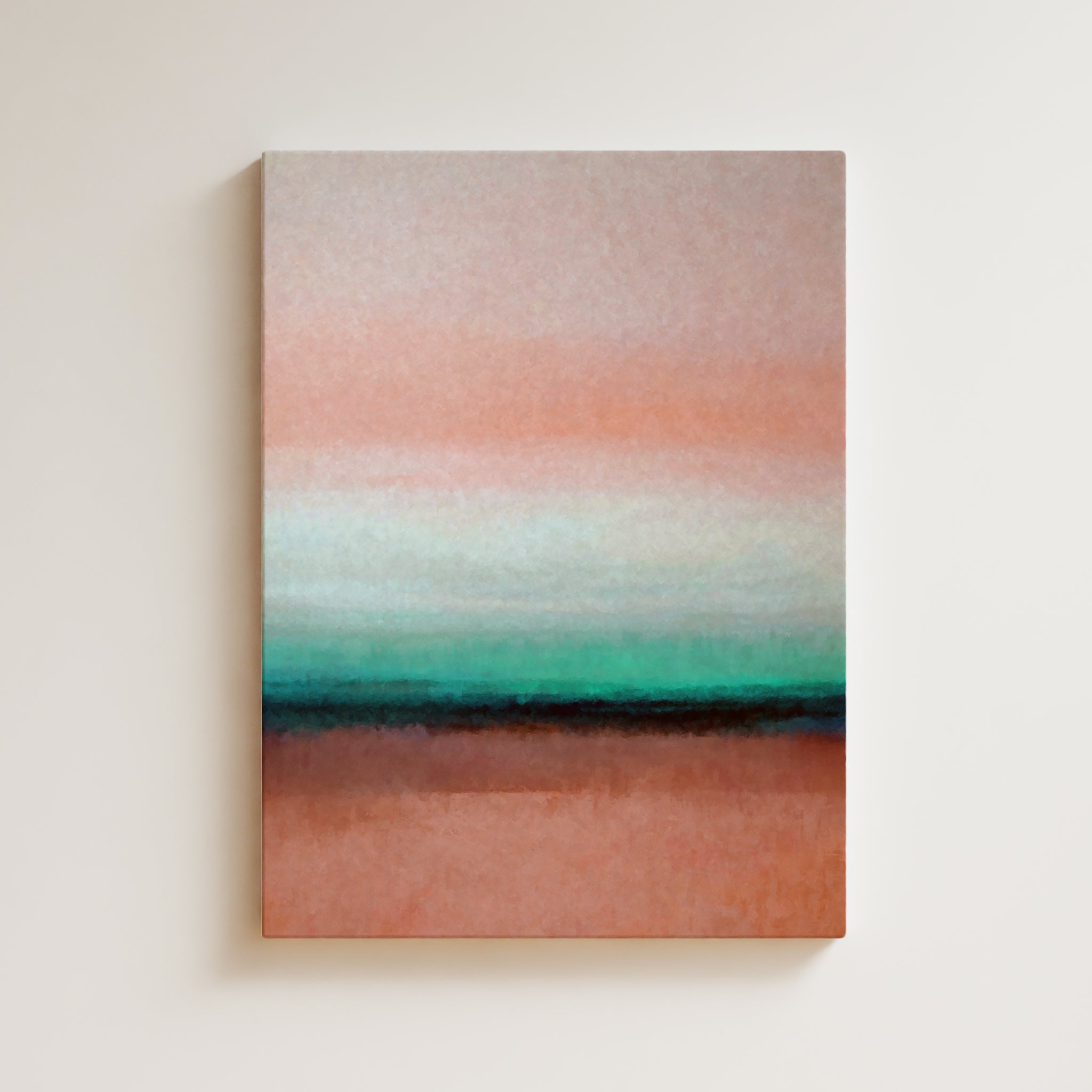 Color Field Artwork Print On Canvas - Minimalist, Zen, Sunset, Green, Rothko Style Wall Art Orange Serene