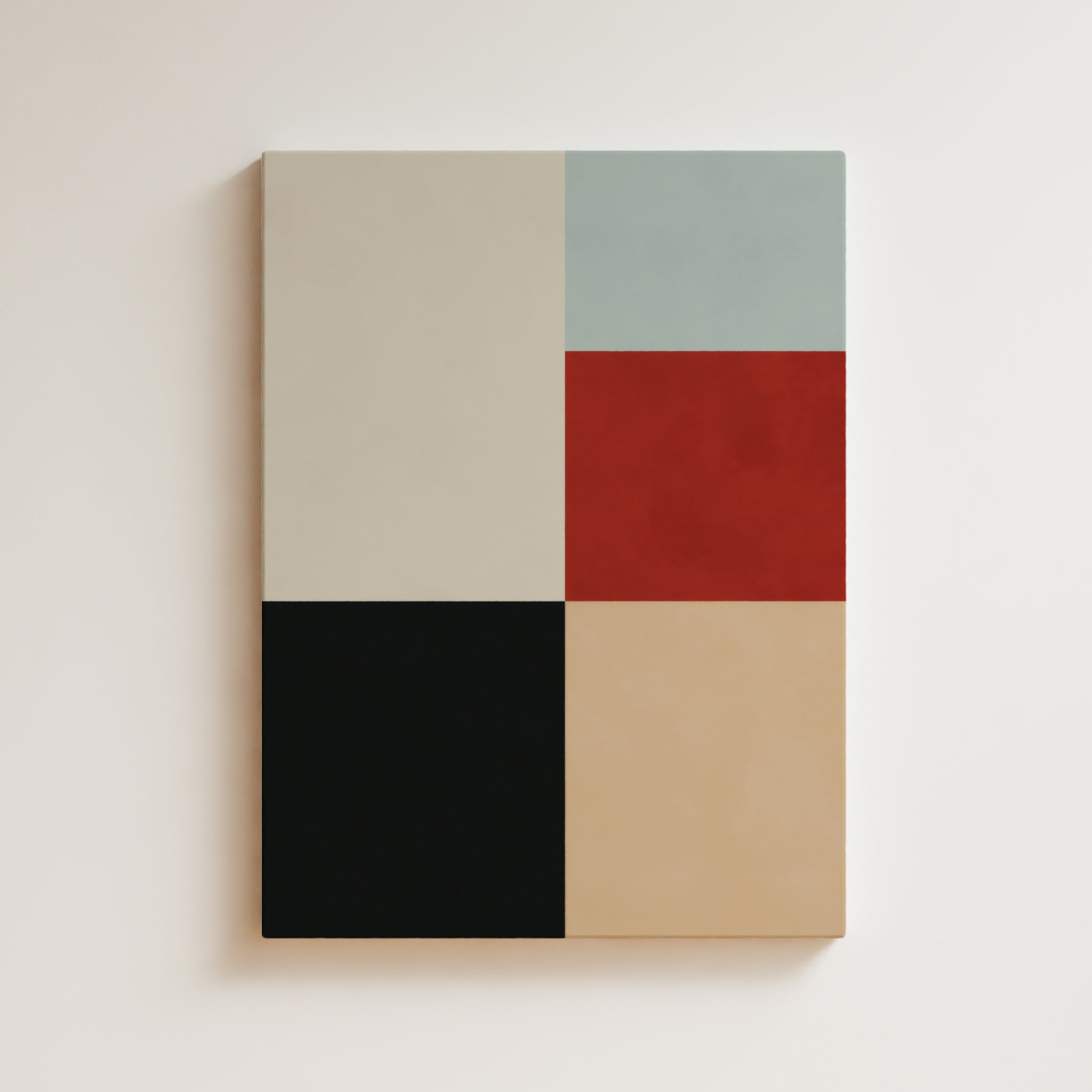 Abstract Artwork Print On Canvas - Minimalist Geometric Color Block - White, Black, Red, Blue, Pastel